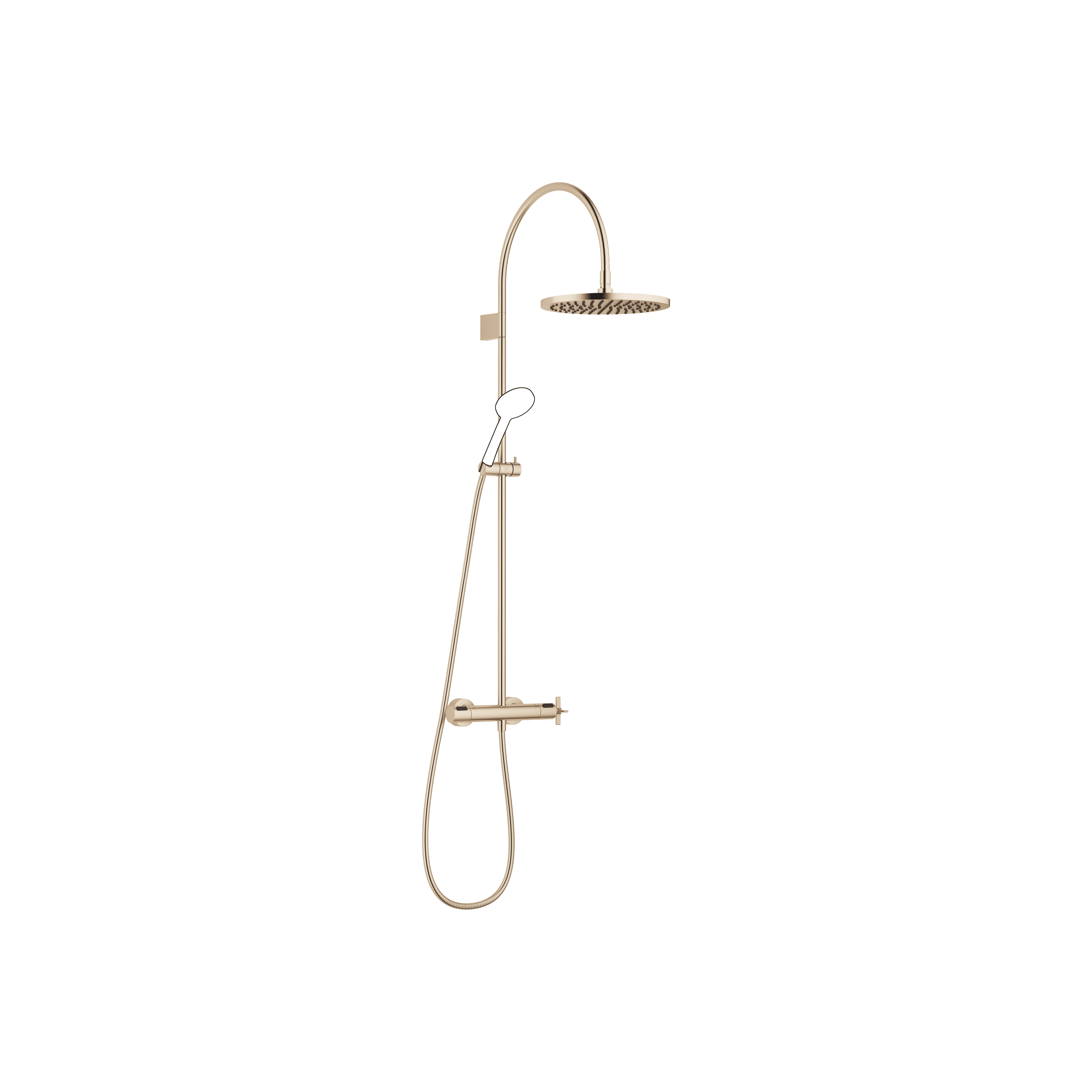 VAIA Shower pipe with shower thermostat without hand shower 300 mm in Brushed Light Gold (PVD)