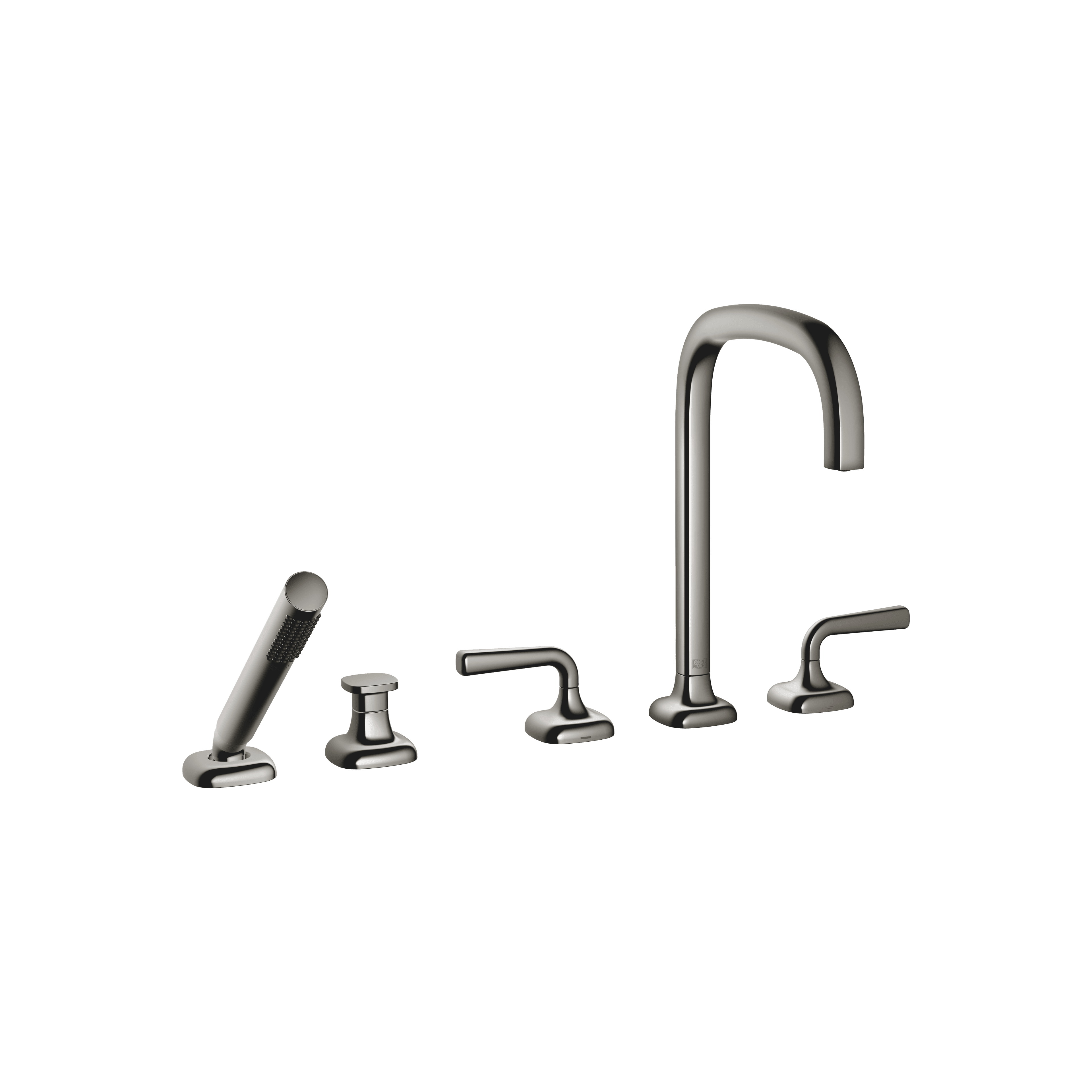 COYA Five-hole bath mixer for deck mounting with diverter in Dark Chrome