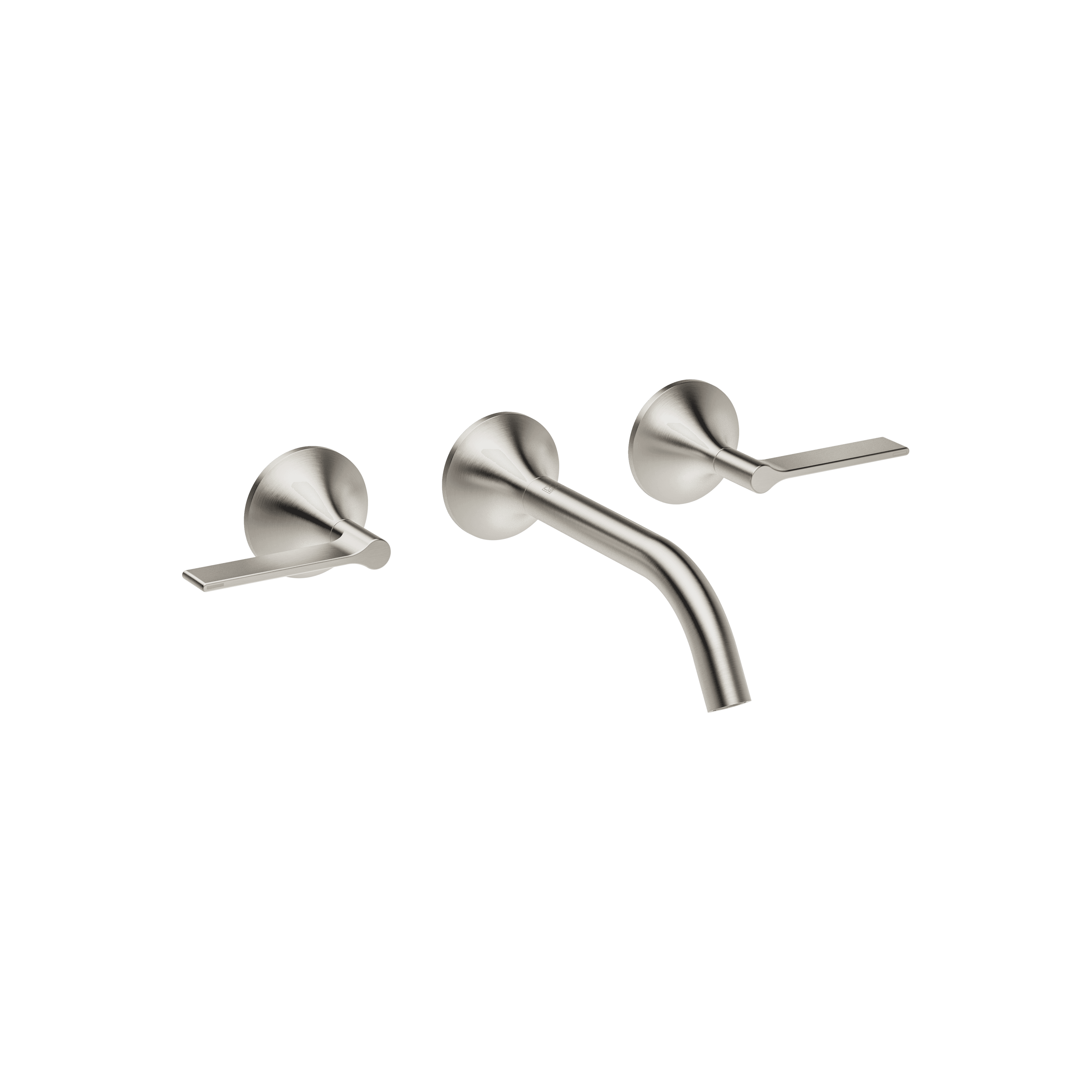 VAIA Wall-mounted basin mixer without pop-up waste in Brushed Platinum