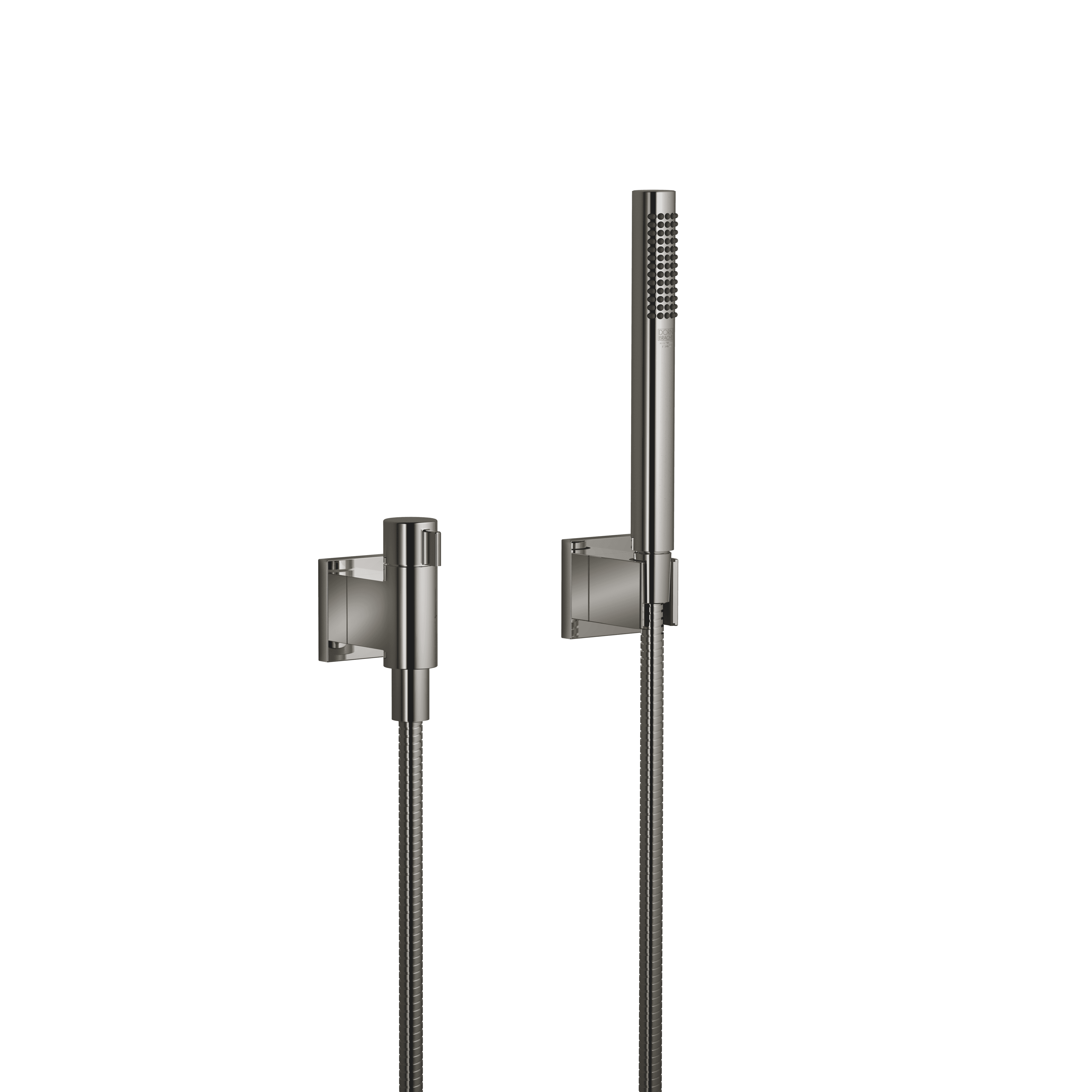 Hand shower set with individual rosettes with volume control in Dark Chrome