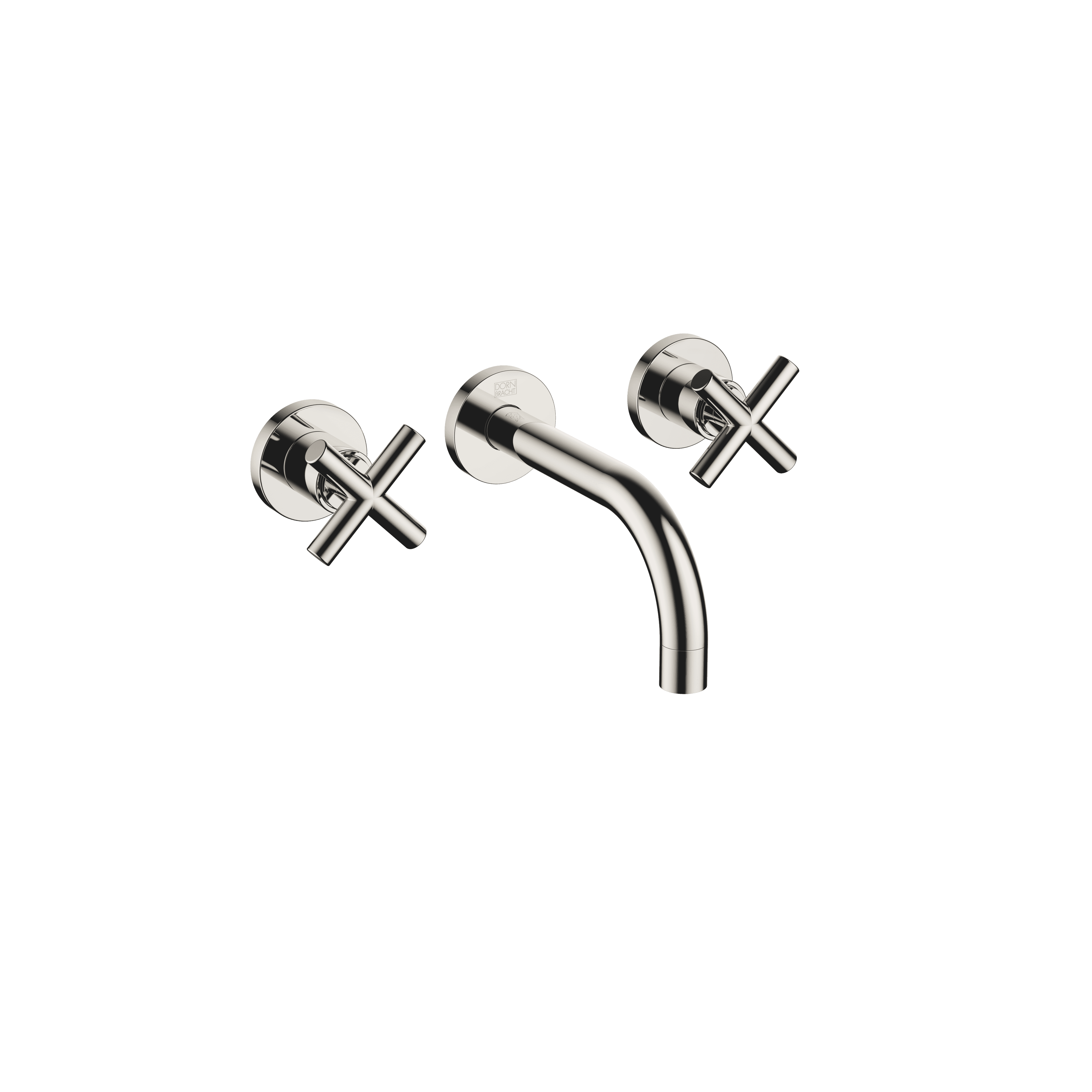 TARA Wall-mounted basin mixer without pop-up waste in Platinum