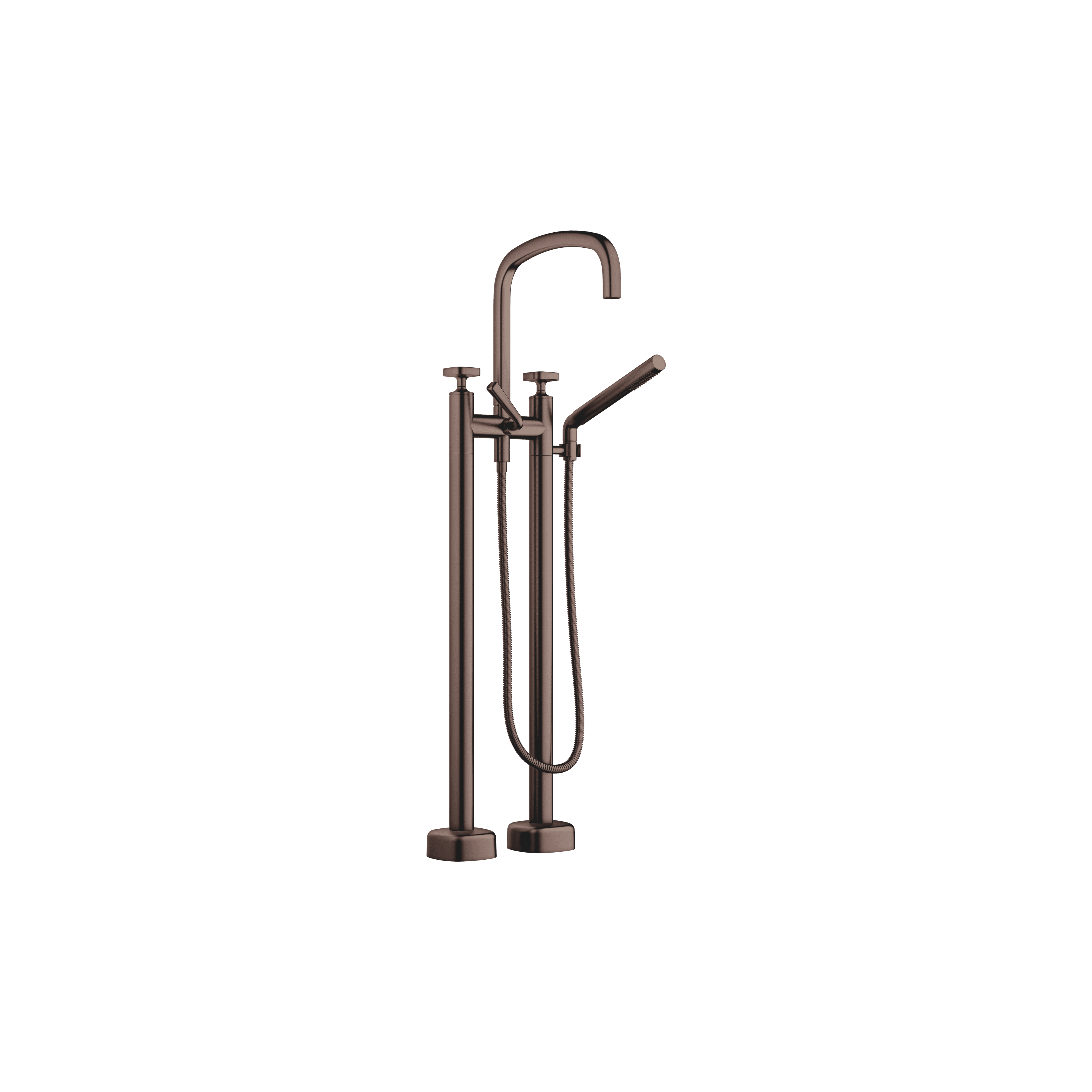 COYA Two-hole bath mixer for free-standing assembly with hand shower set in Brushed Dark Bronze (PVD)