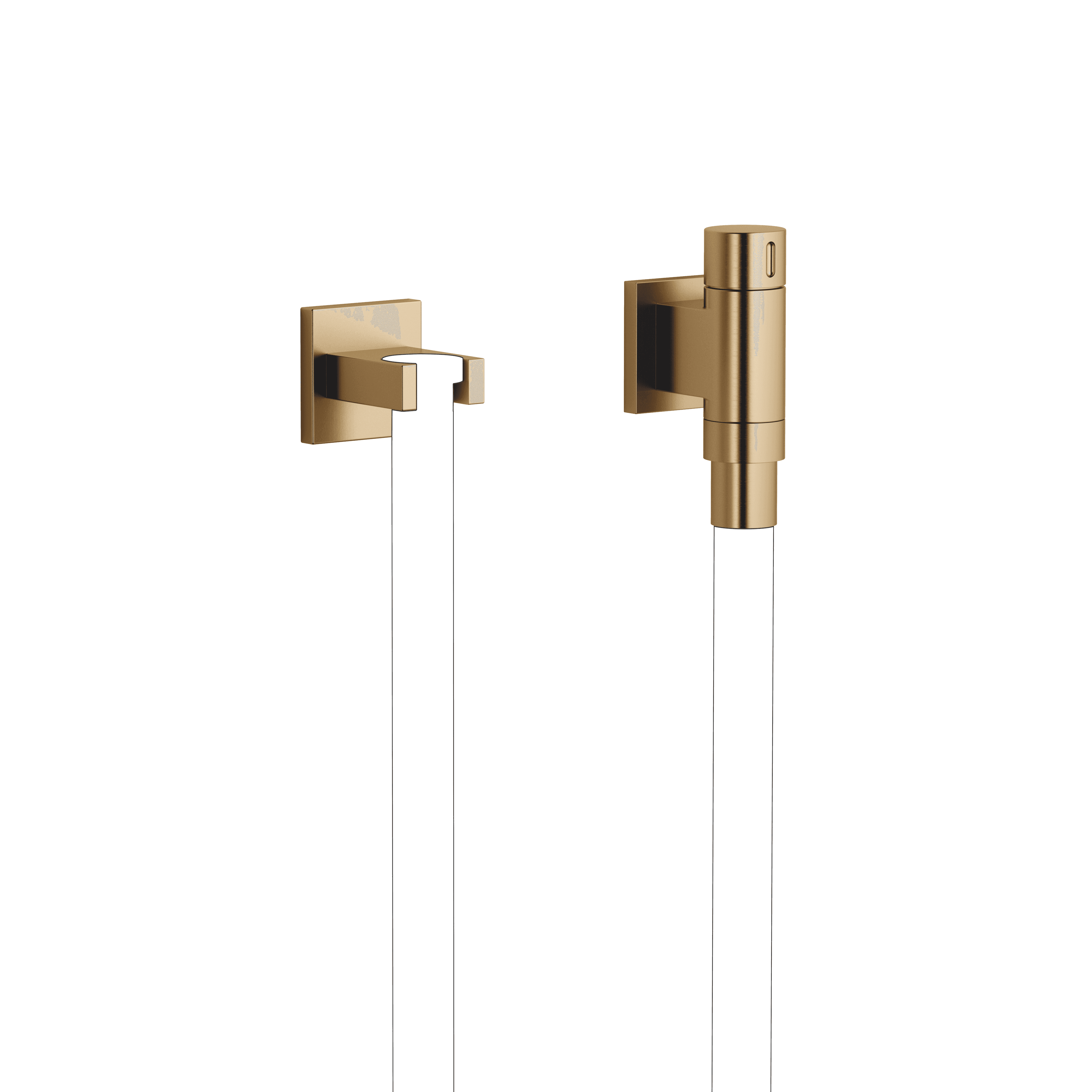 WATER TUBE Kneipp wall elbow with hose holder with individual rosettes in Brushed Dark Brass (PVD)