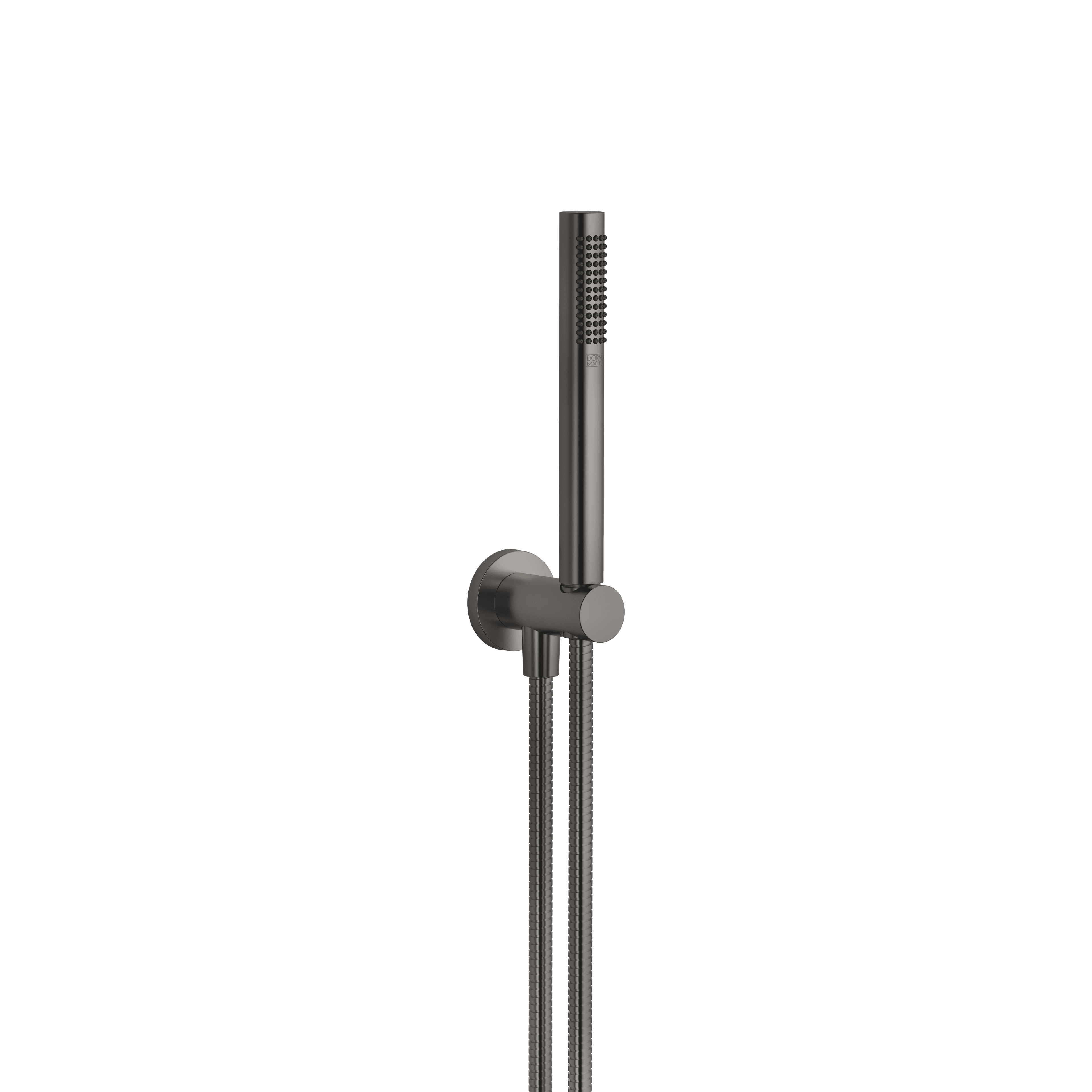 Hand shower set with integrated shower holder FlowReduce in Brushed Dark Platinum