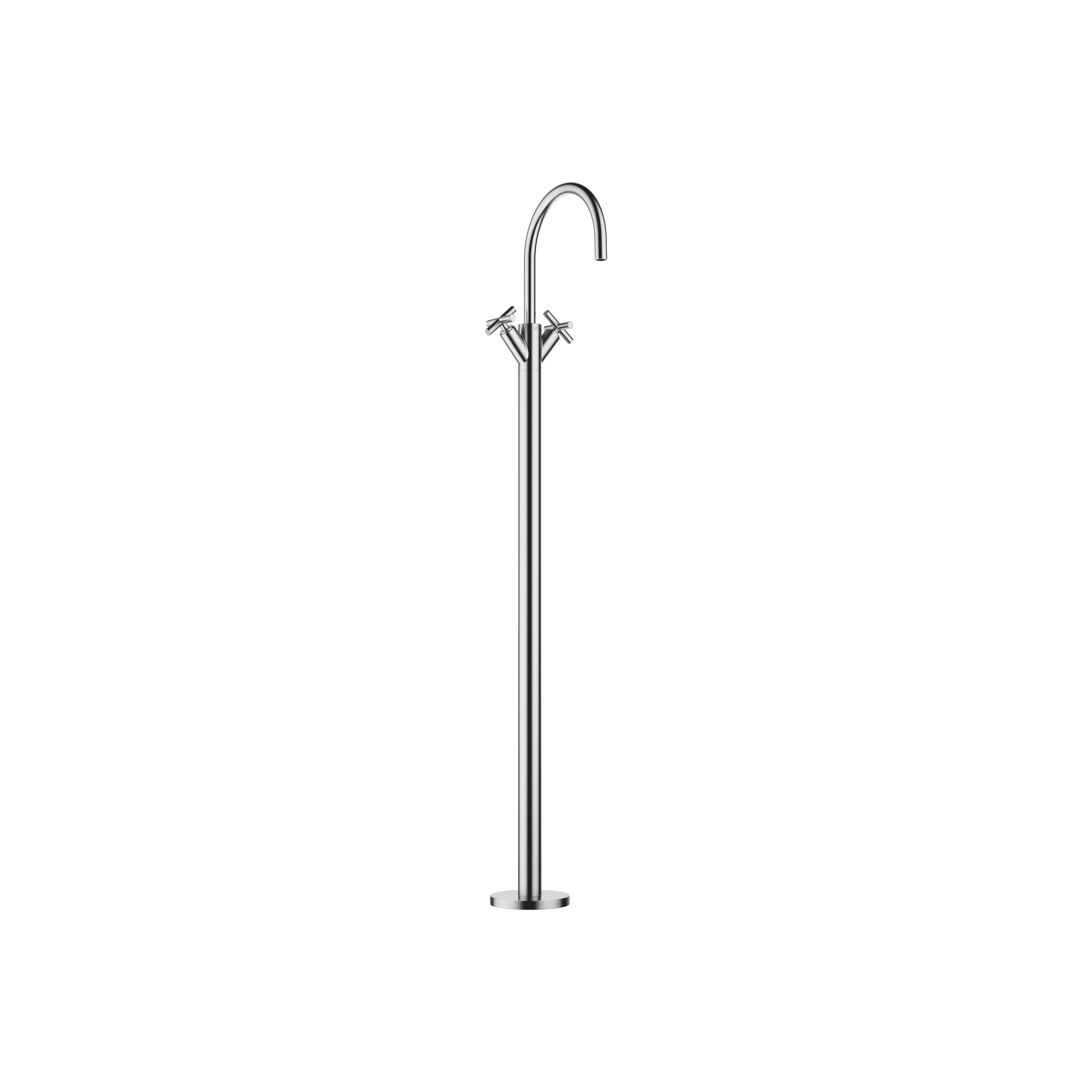 TARA Single-hole basin mixer with stand pipe without pop-up waste in Brushed Chrome