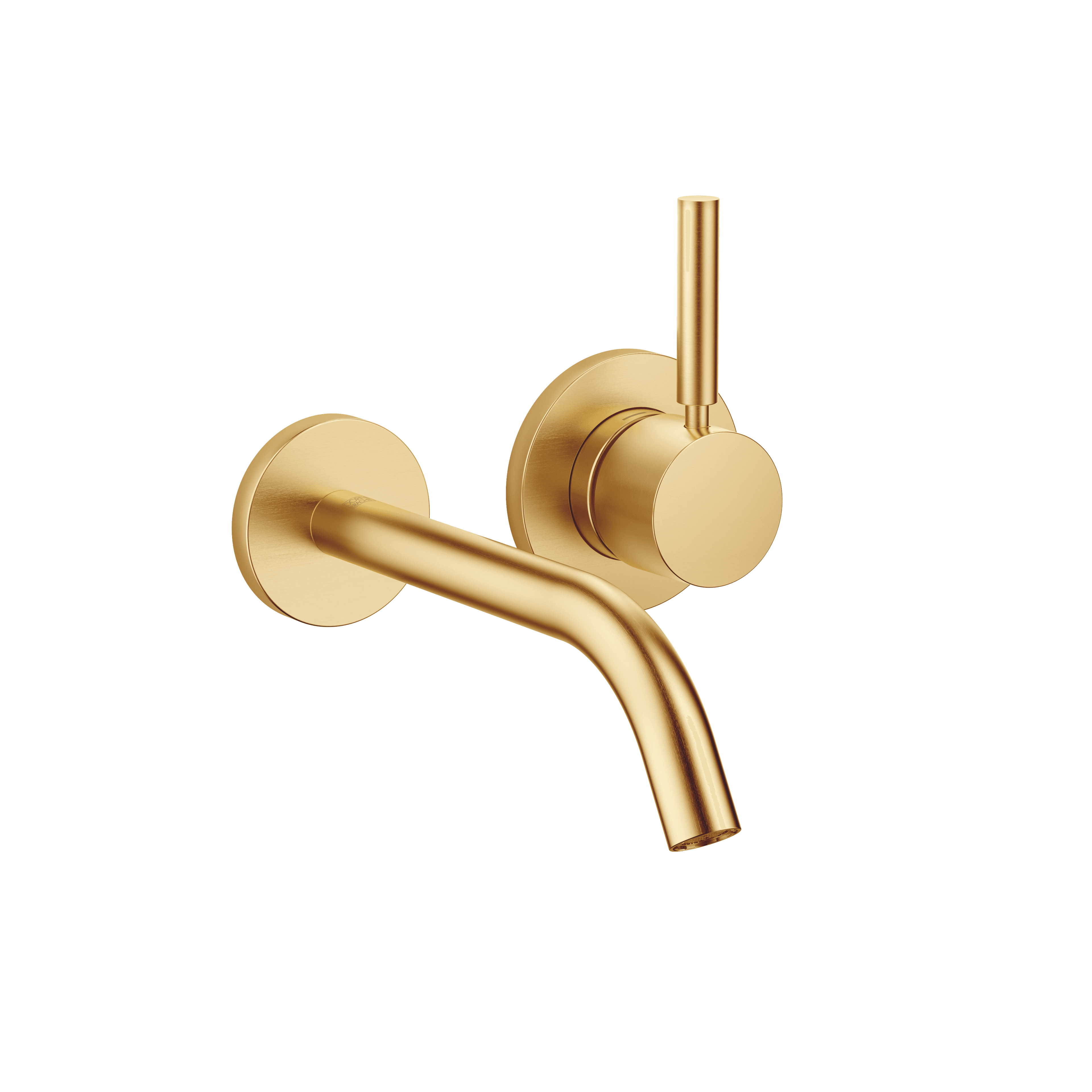 META Wall-mounted single-lever basin mixer without pop-up waste in Brushed Gold (PVD)