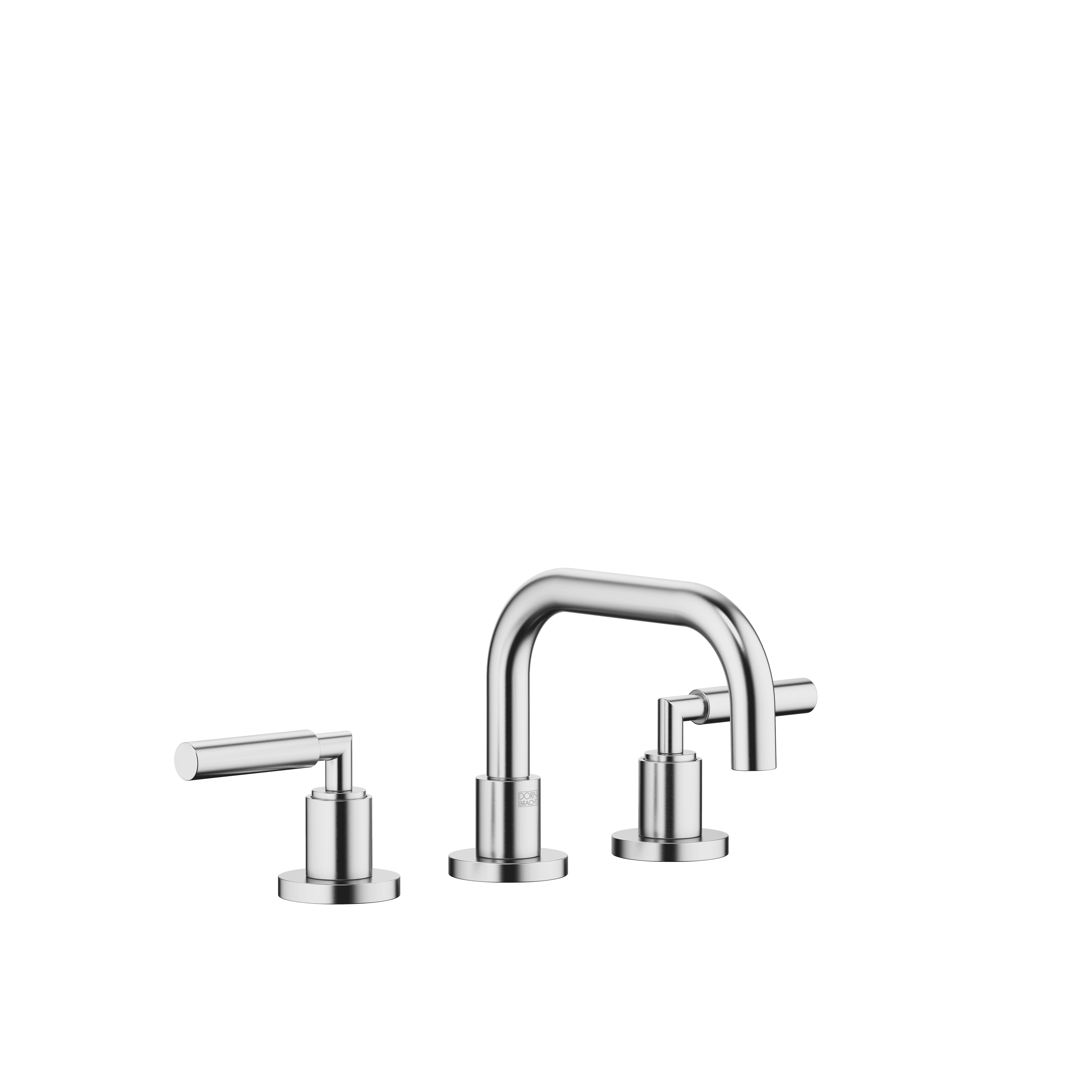 TARA Three-hole basin mixer with pop-up waste in Brushed Chrome