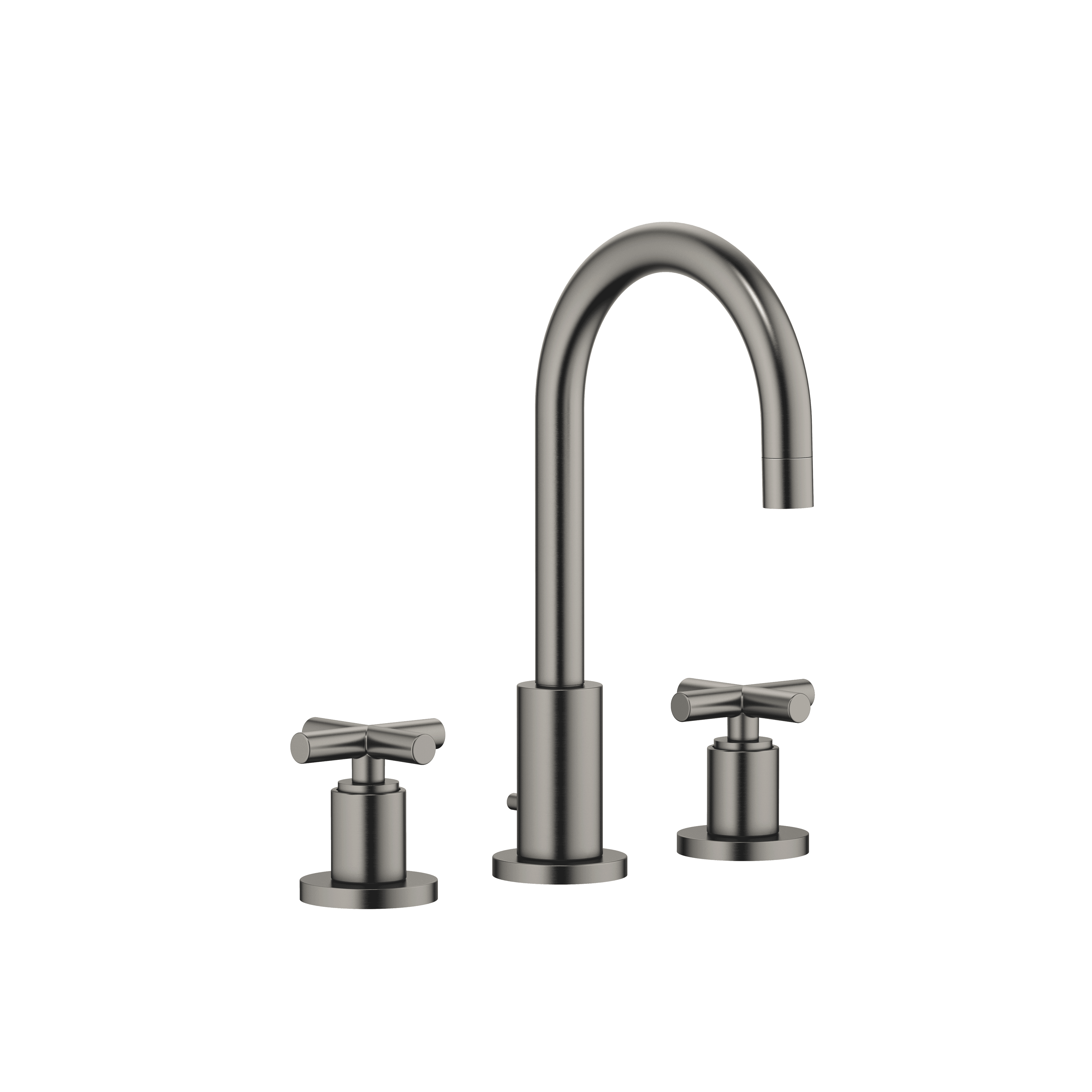 TARA Three-hole basin mixer with pop-up waste in Brushed Dark Platinum