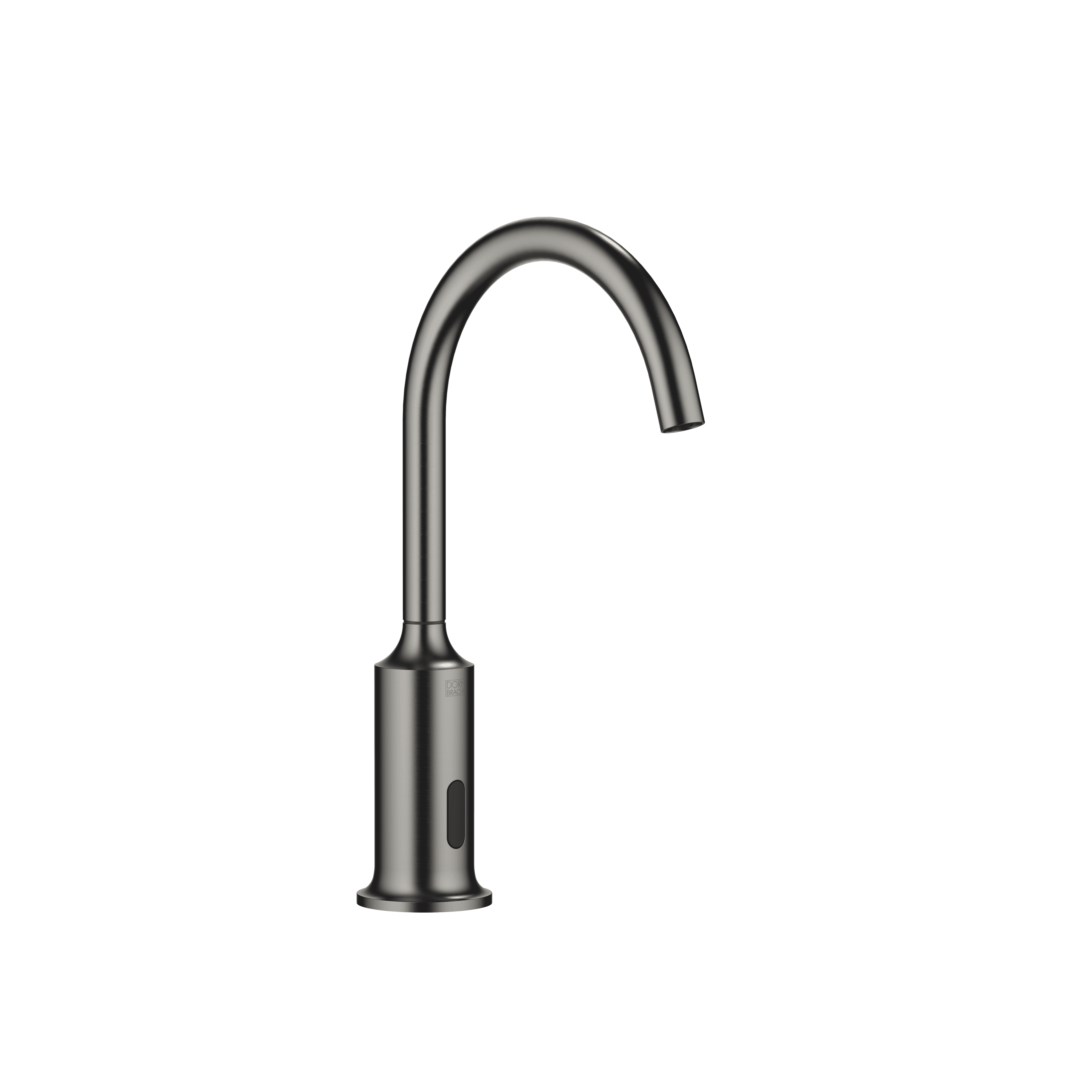 VAIA Touchfree Washstand fitting with electronic opening and closing function without pop-up waste in Brushed Dark Platinum