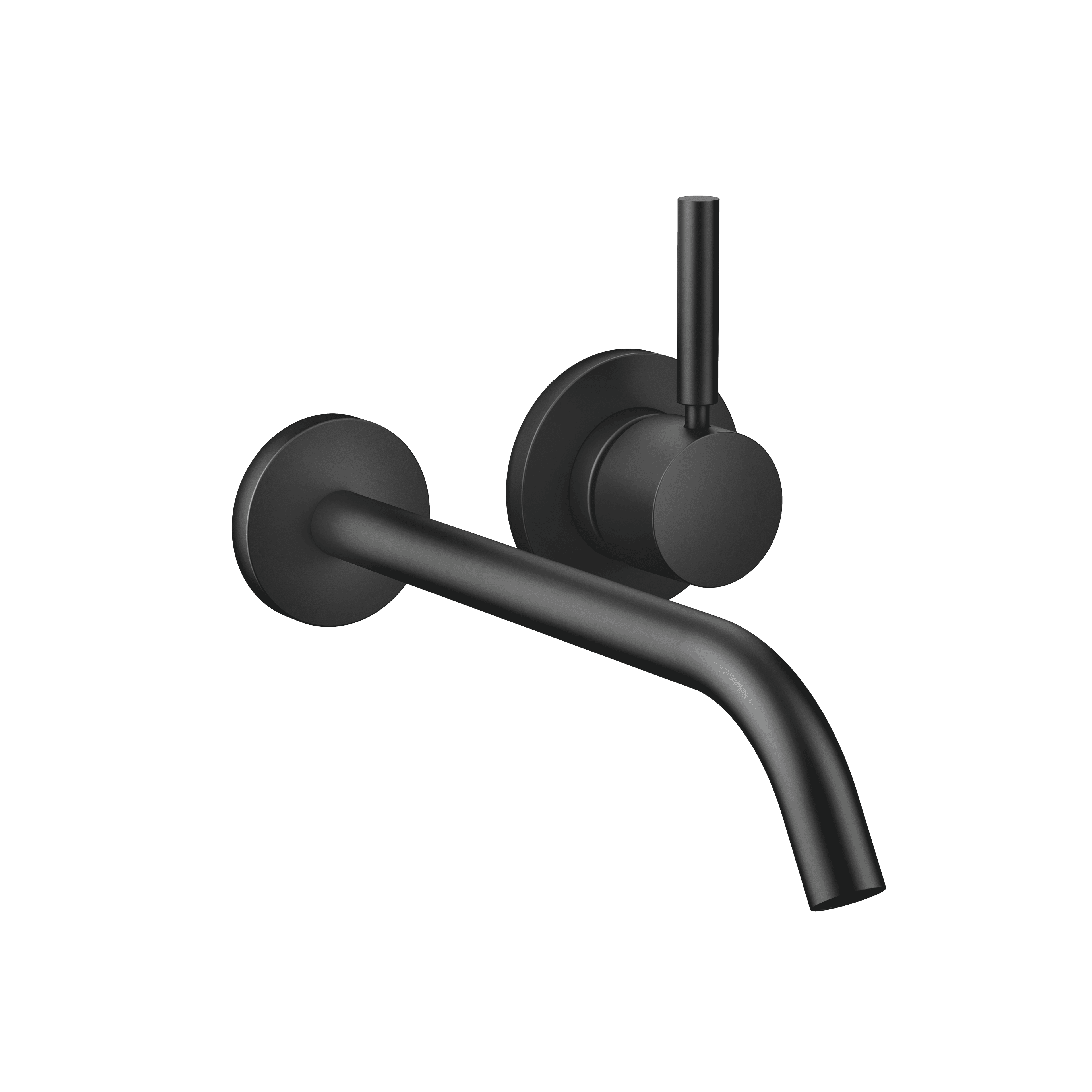 META Wall-mounted single-lever basin mixer without pop-up waste in Matte Black