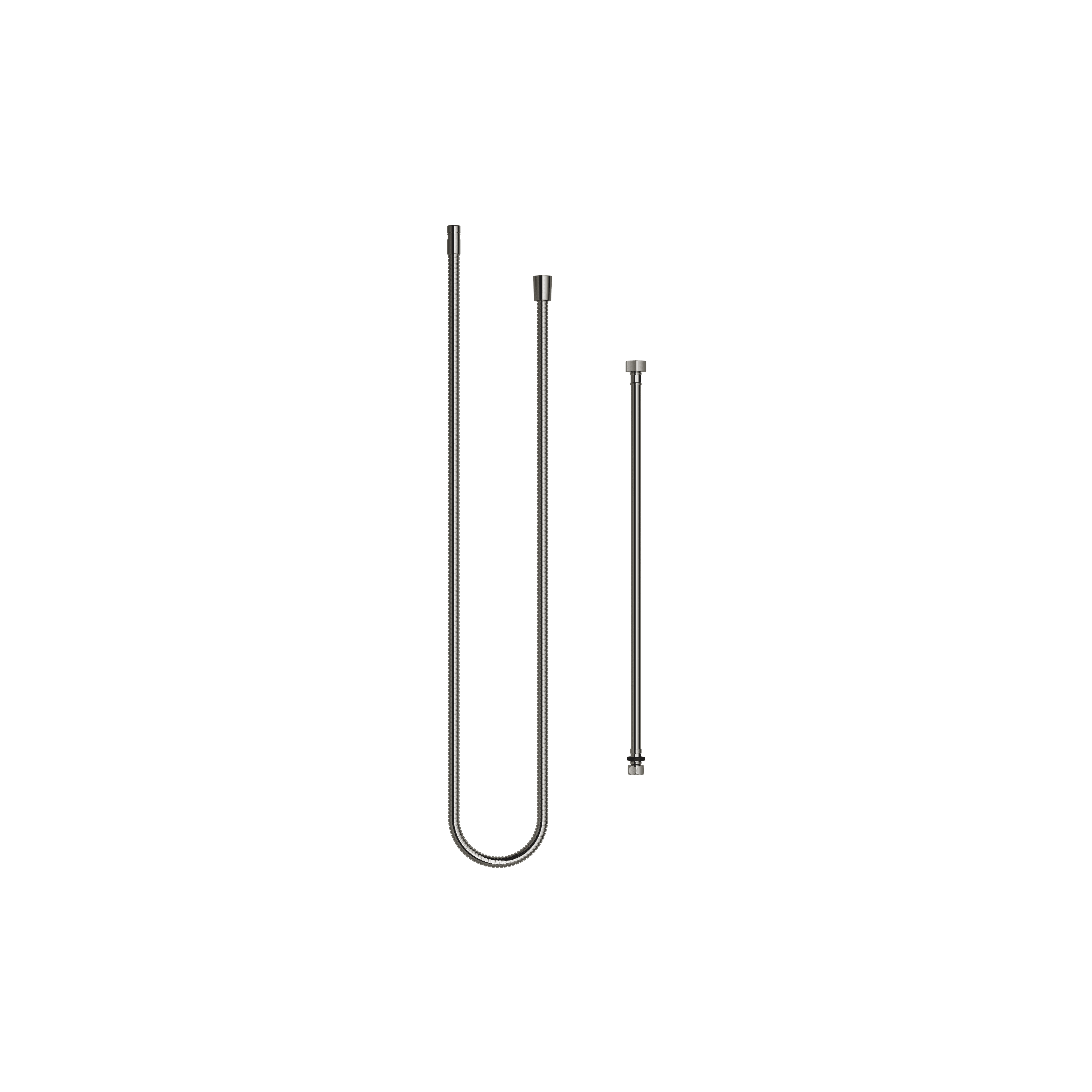 Metal shower hose in two parts 1/2" x 3/8" x 2250 mm in Dark Chrome