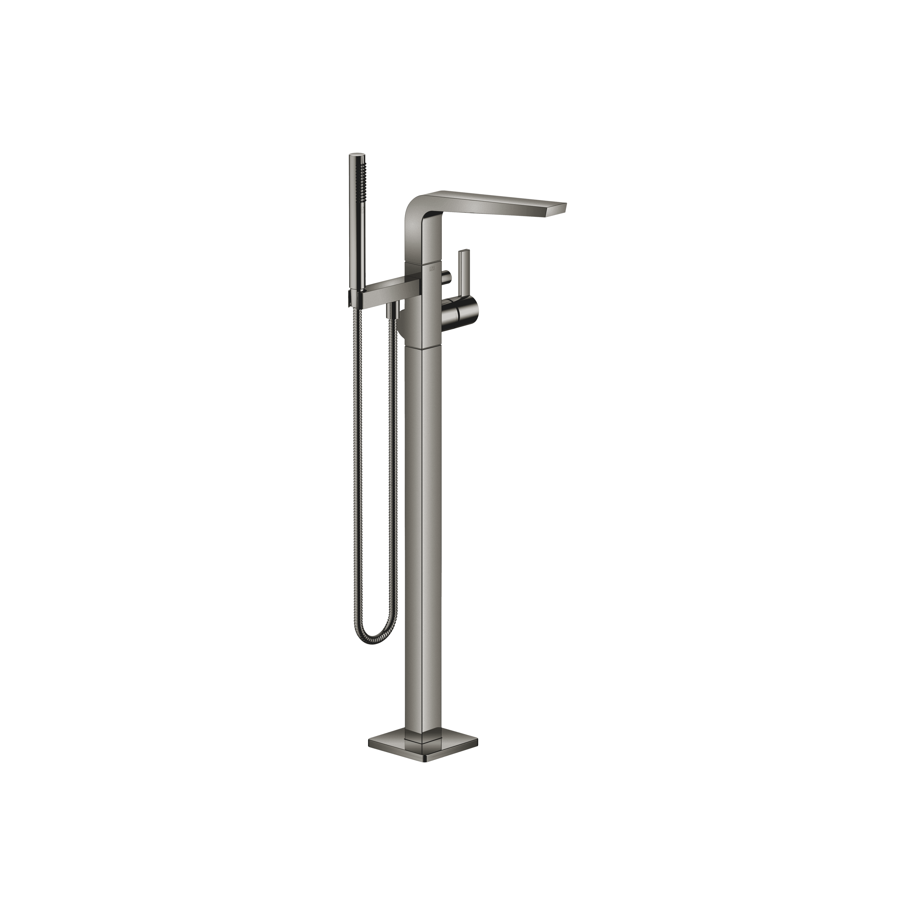 CL.1 Single-lever bath mixer with stand pipe for free-standing assembly with hand shower set in Dark Chrome