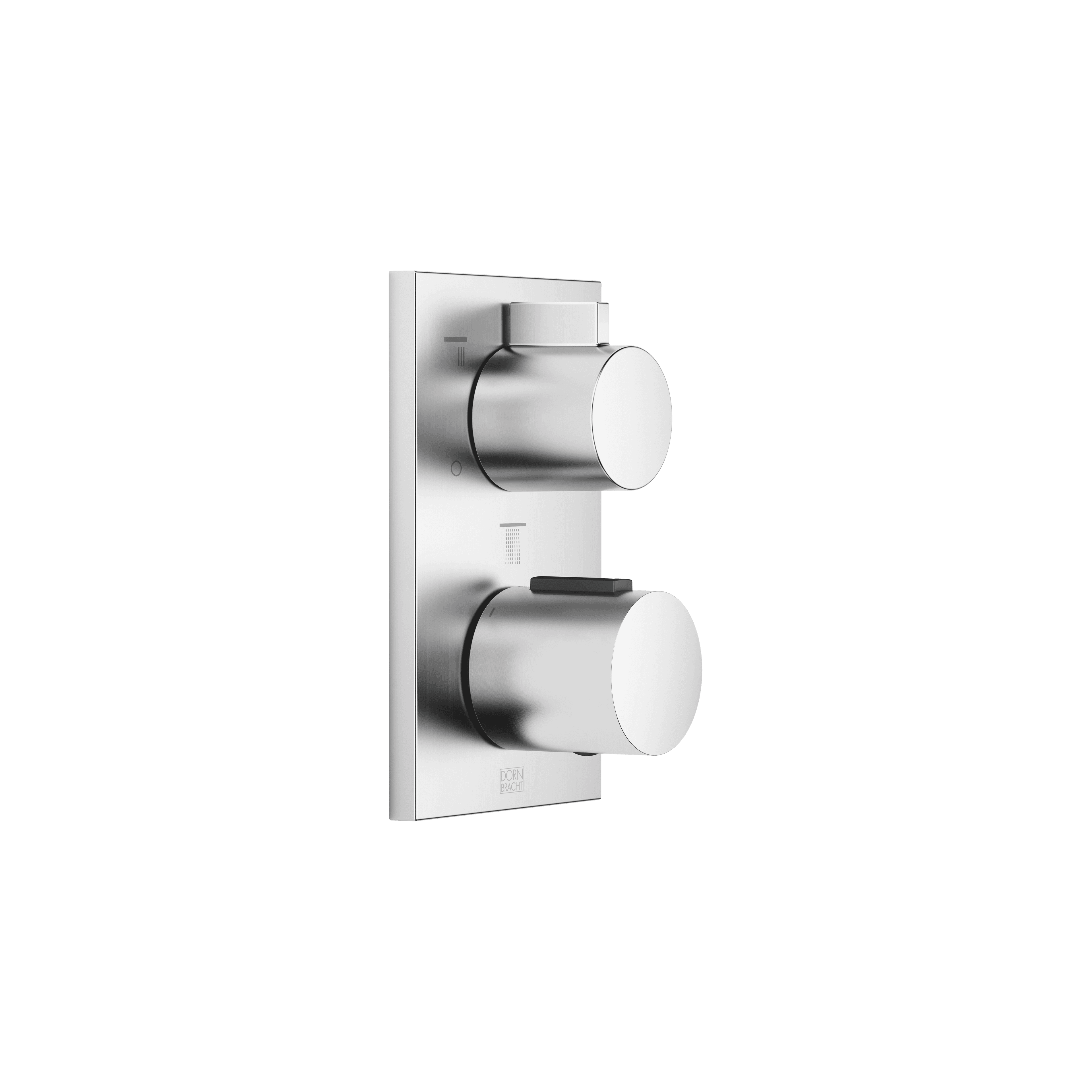 Concealed thermostat with three function volume control in Brushed Chrome
