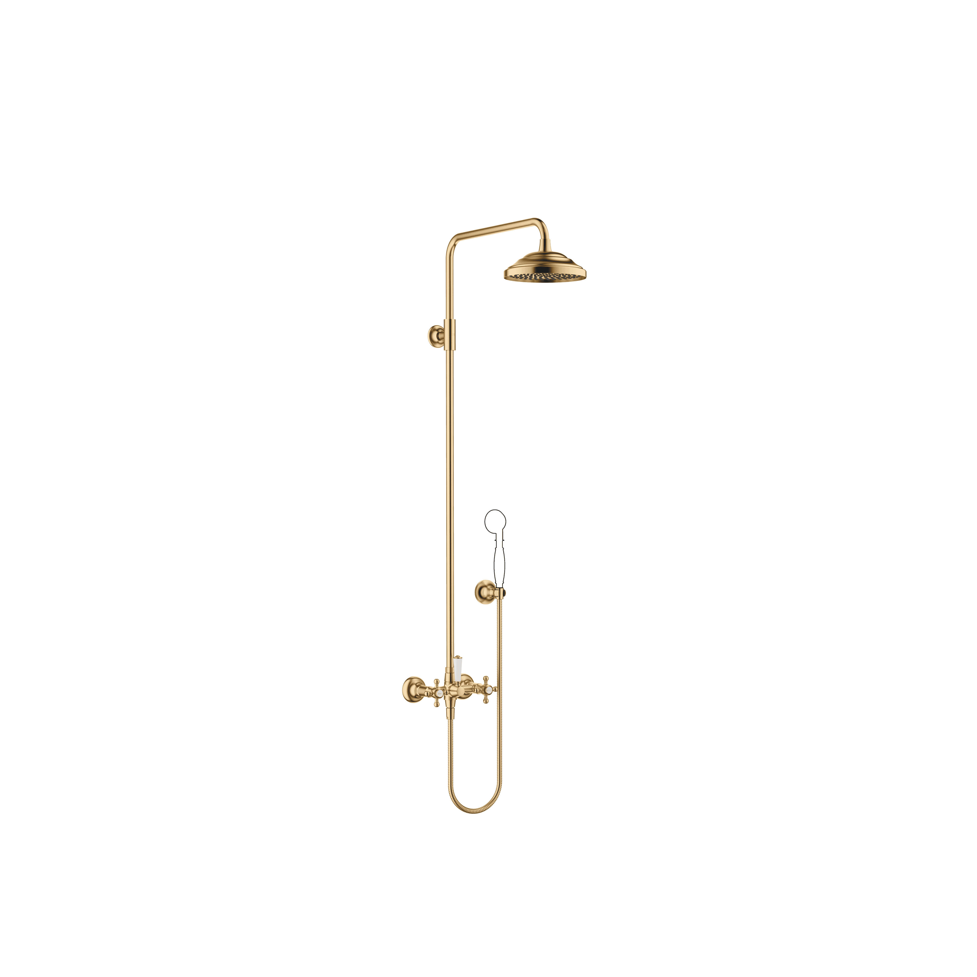MADISON Shower pipe with shower mixer without hand shower 200 mm in Brushed Durabrass (23kt Gold)