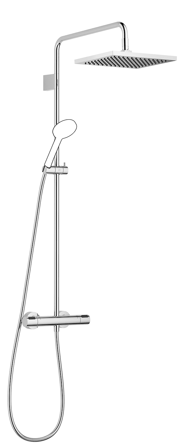 Shower pipe with shower thermostat without hand shower 300 x 240 mm in Brushed Gold (PVD)