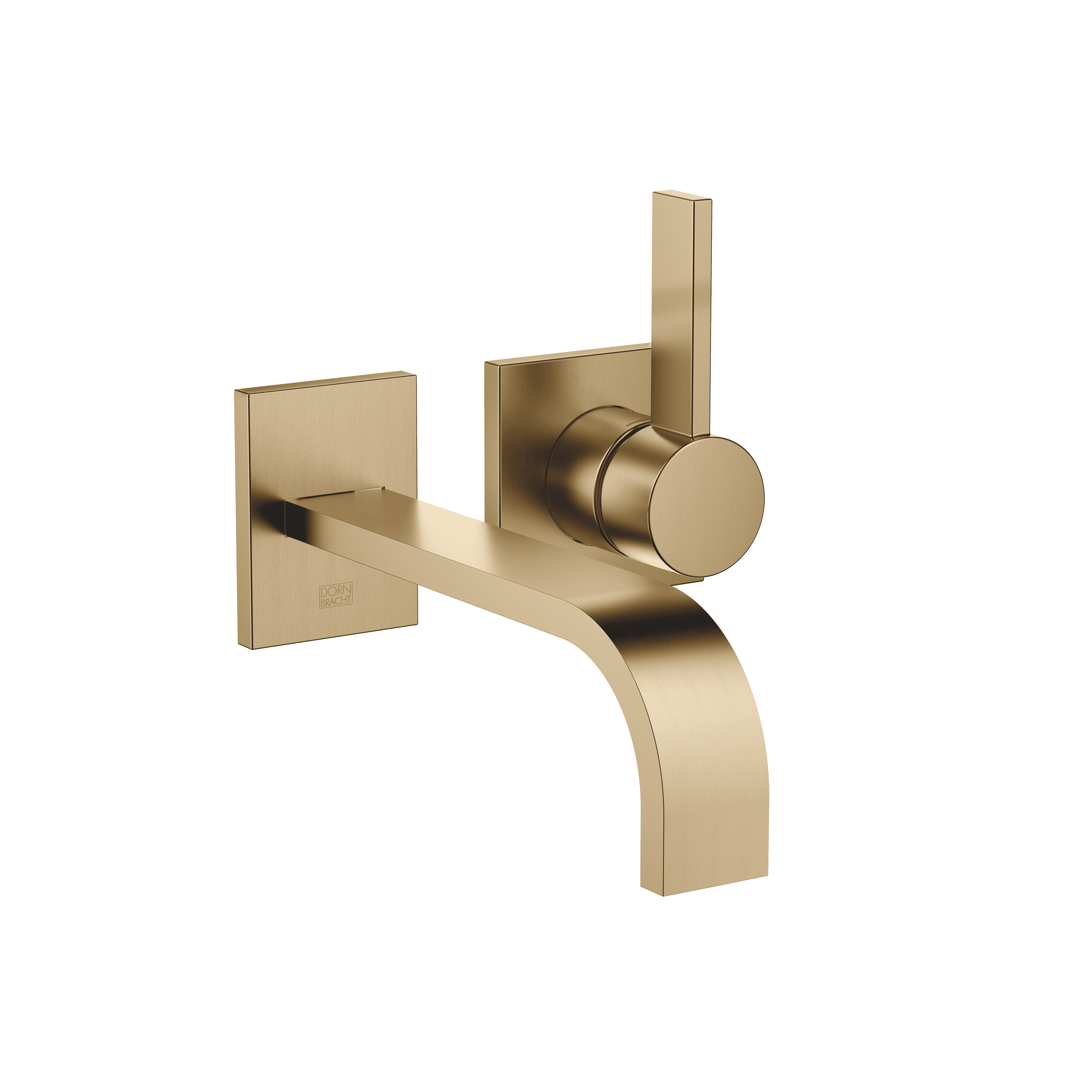 MEM Wall-mounted single-lever basin mixer without pop-up waste in Brushed Dark Brass (PVD)
