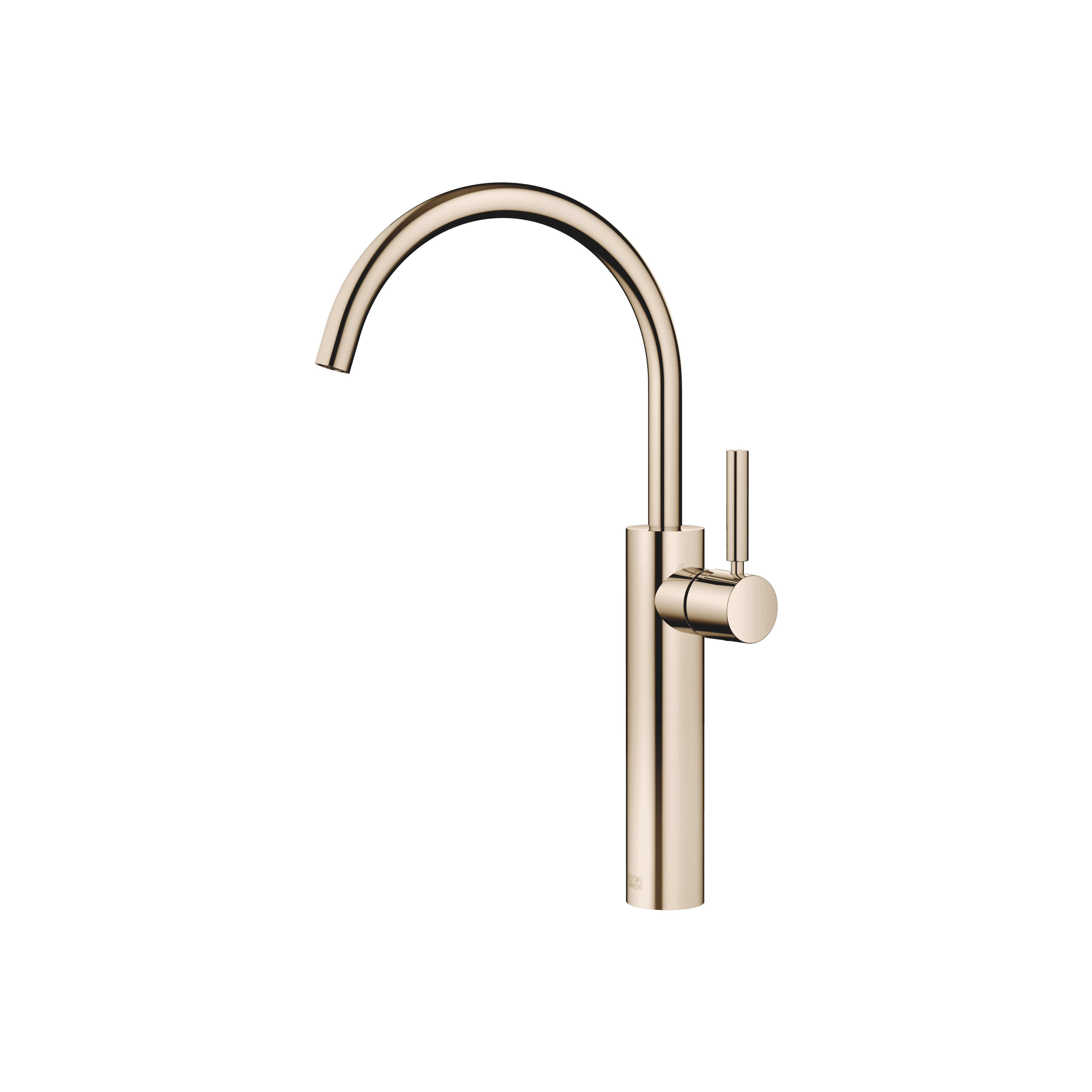 META Single-lever basin mixer with raised base without pop-up waste in Light Gold (PVD)