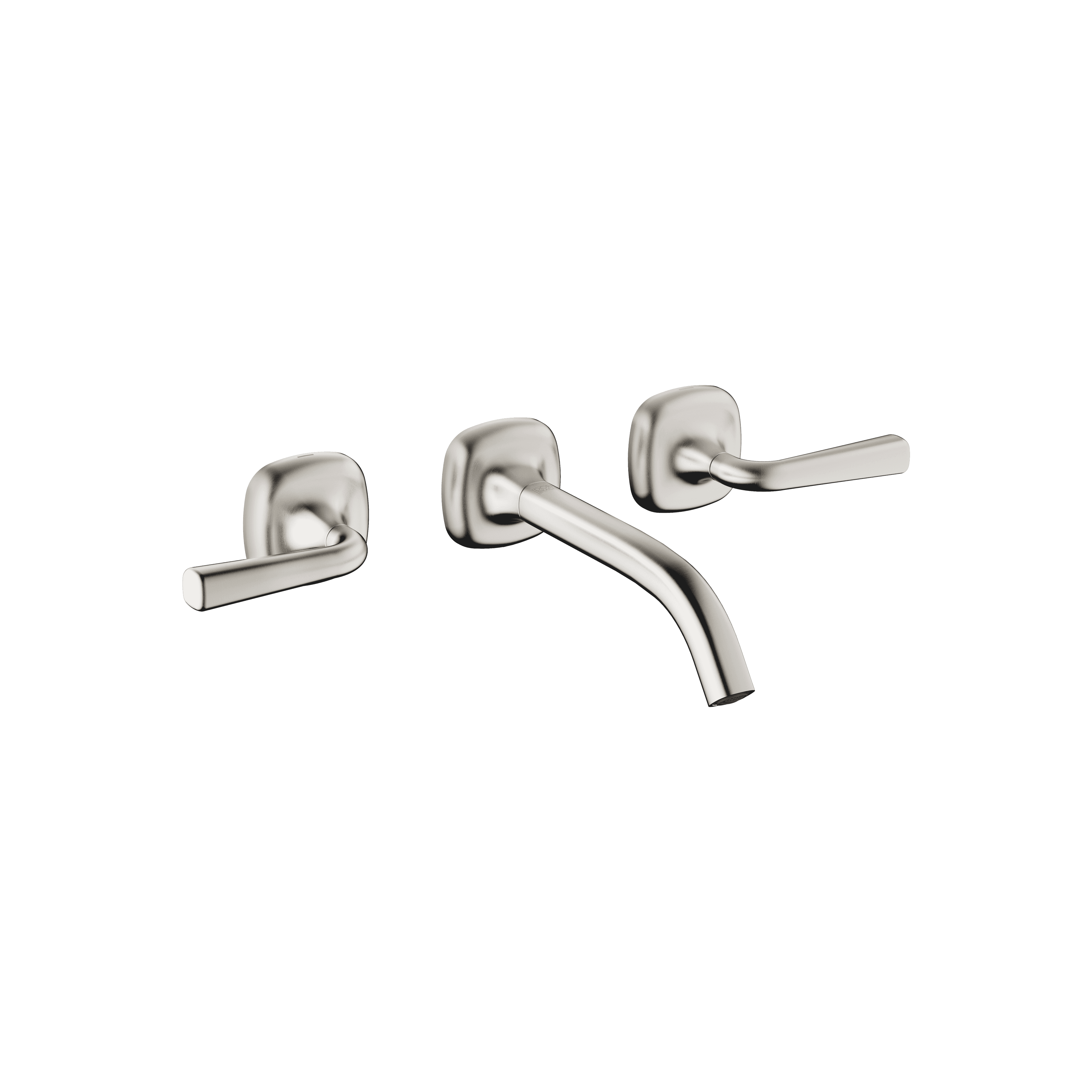 COYA Wall-mounted basin mixer without pop-up waste in Brushed Platinum