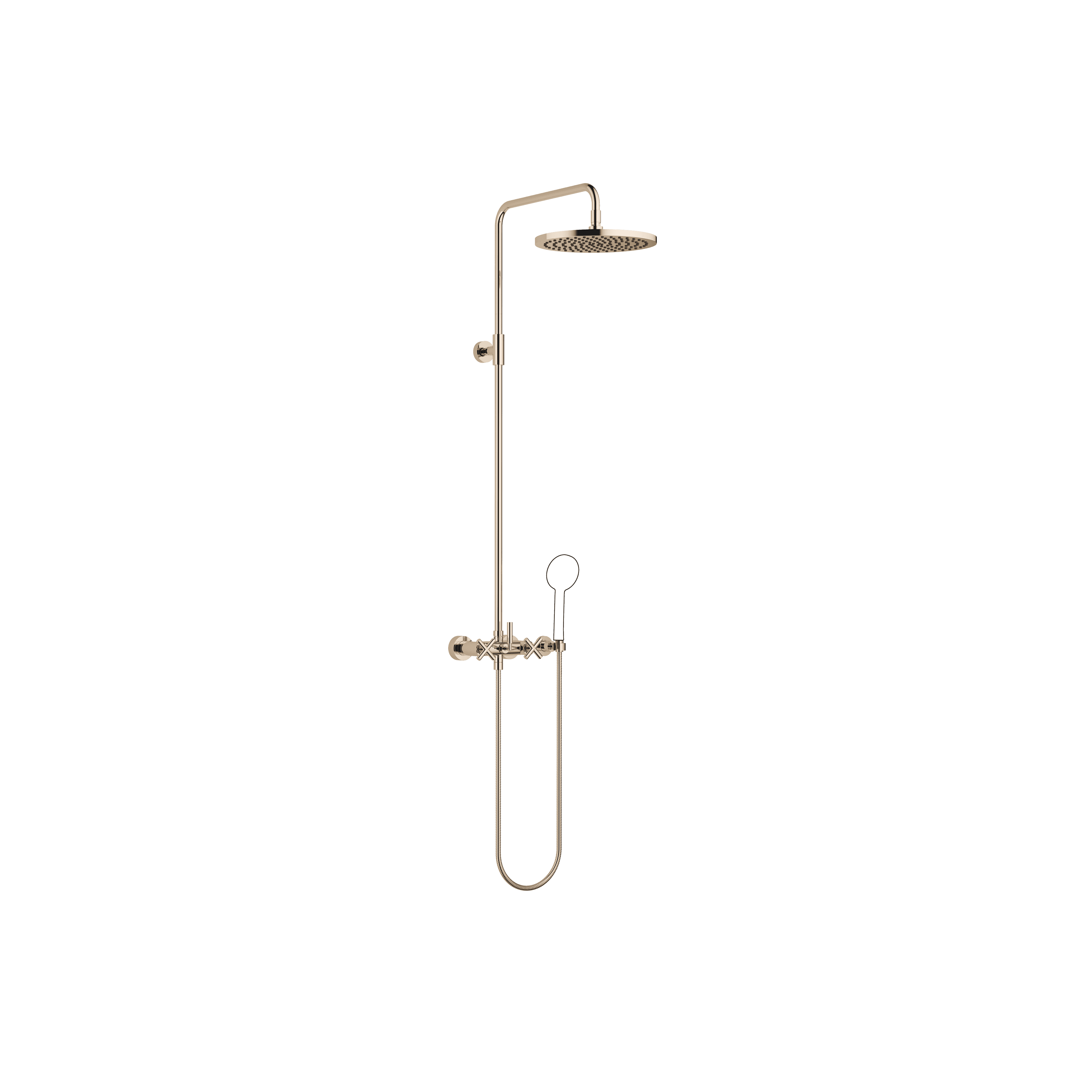 TARA Showerpipe with shower mixer without hand shower 300 mm in Champagne (22kt Gold)
