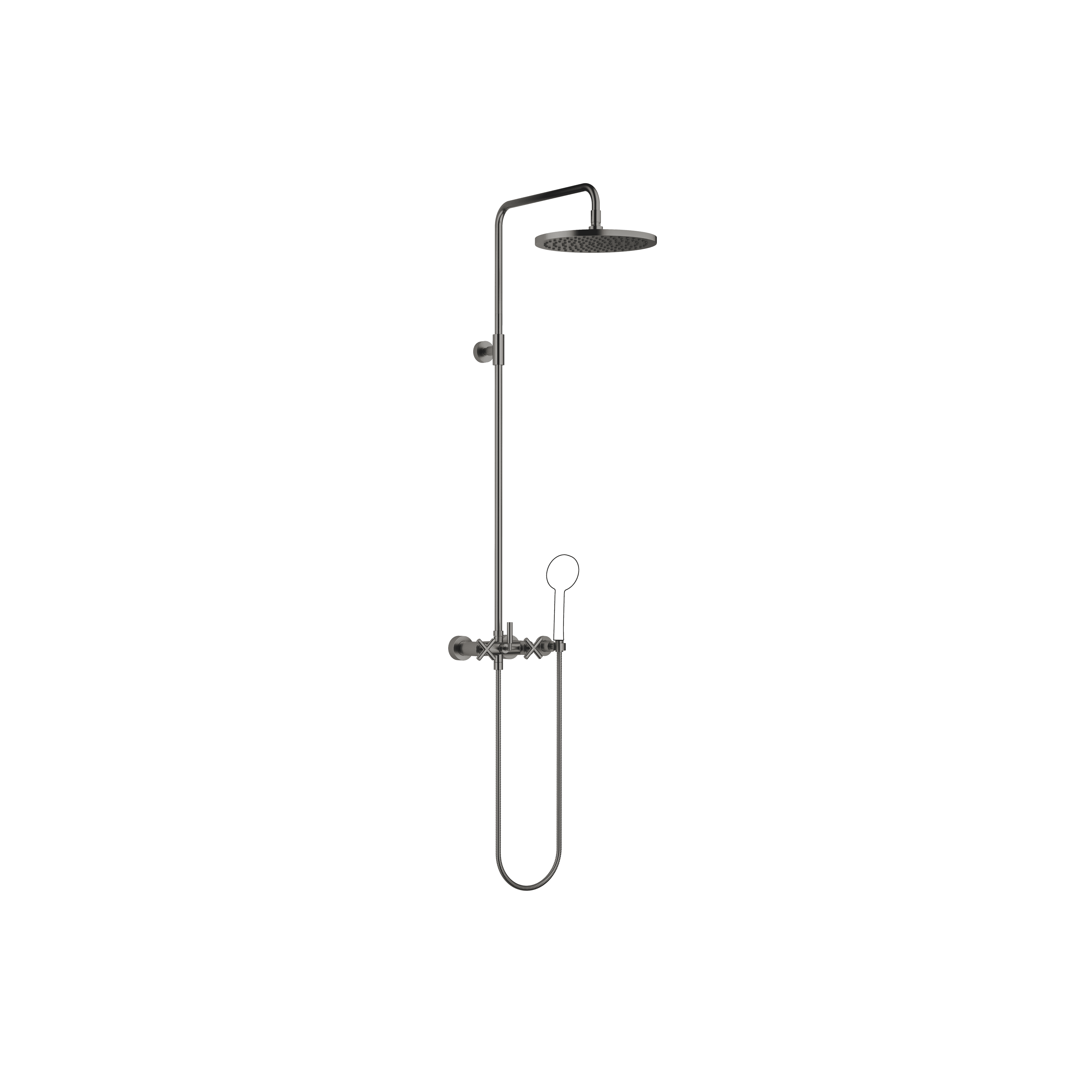TARA Showerpipe with shower mixer without hand shower 300 mm in Brushed Dark Platinum