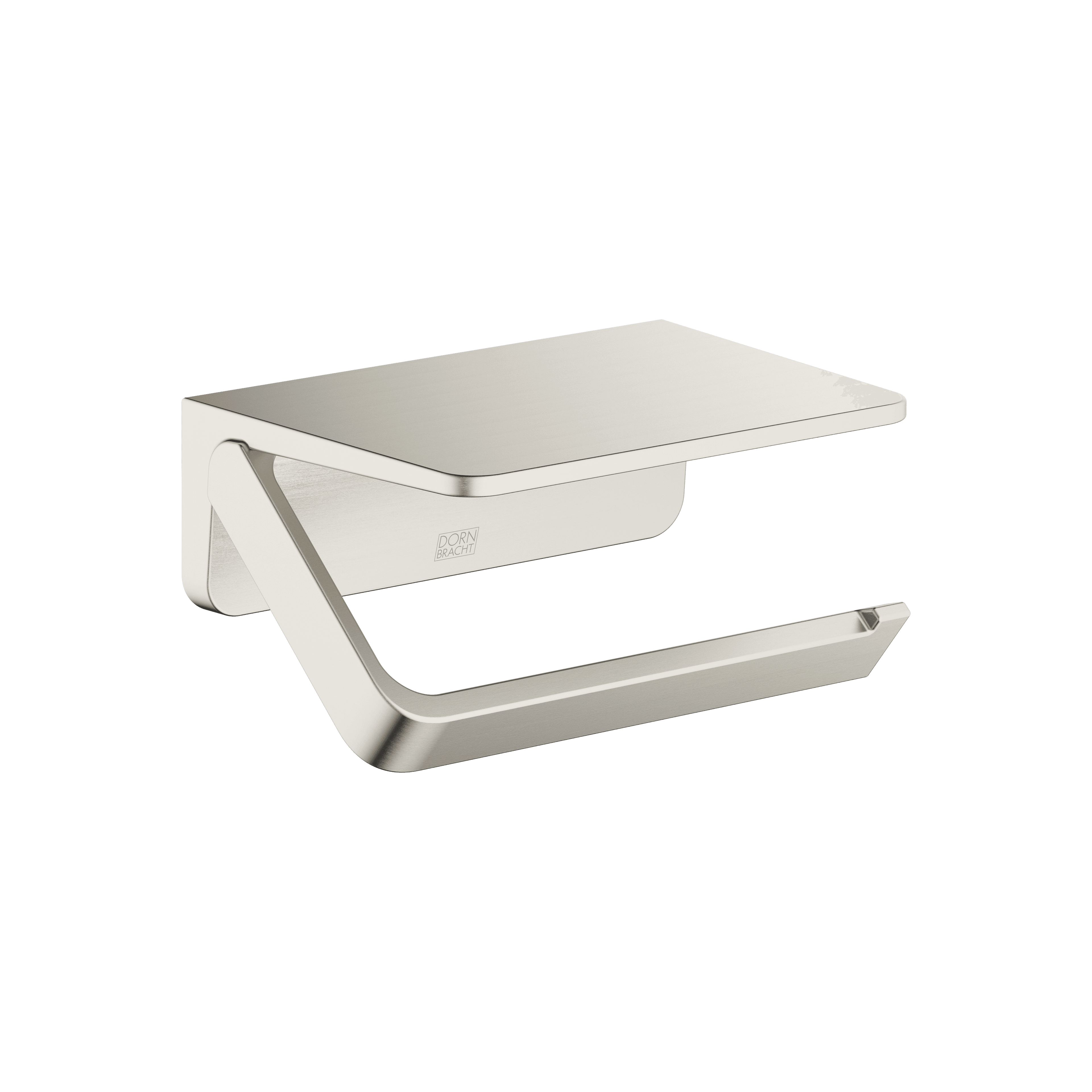 Tissue holder with shelf in Brushed Platinum