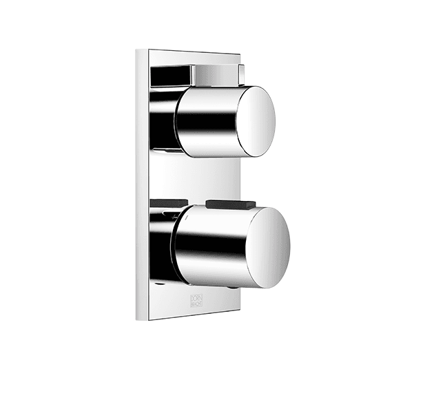 Concealed thermostat with one function volume control in Brushed Chrome