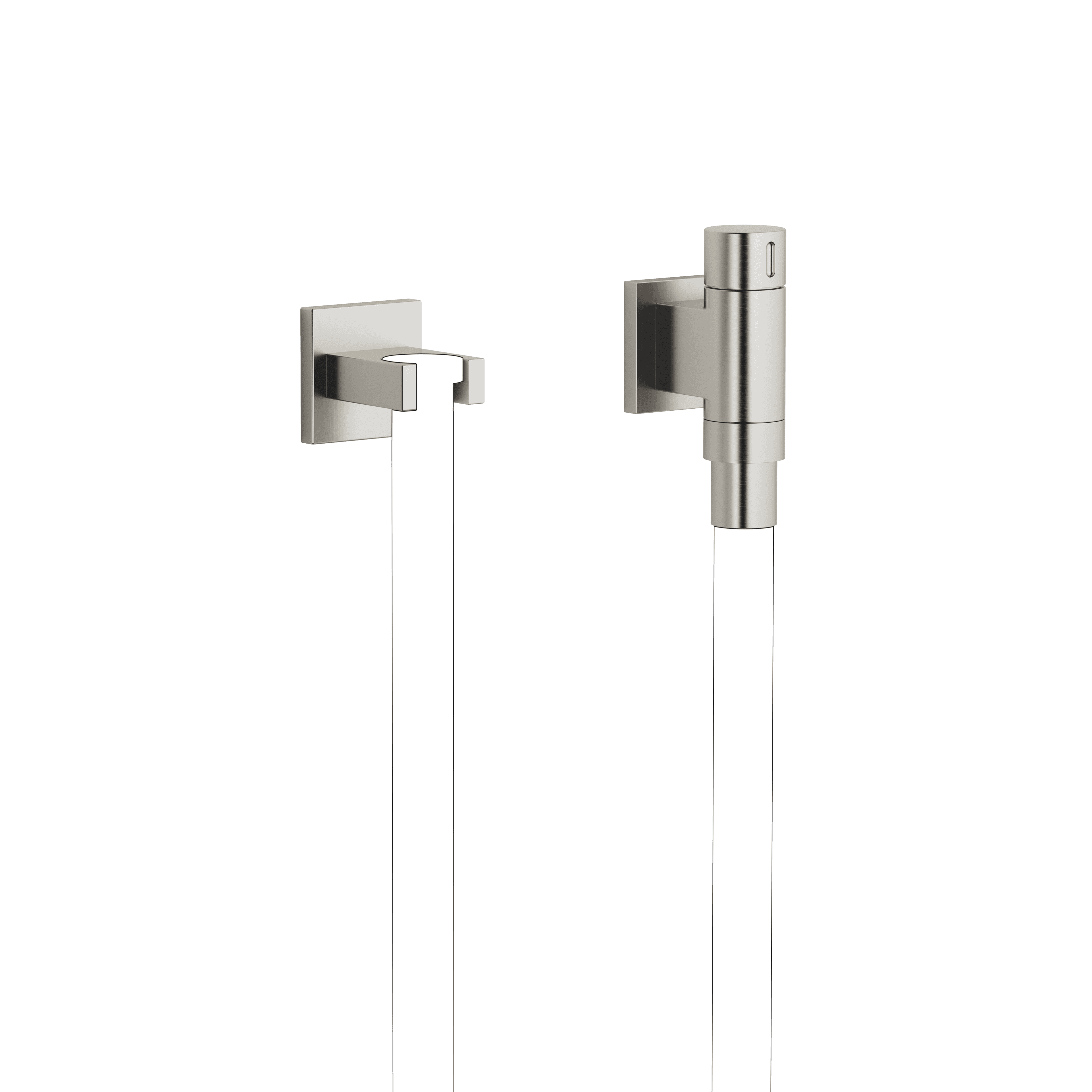 WATER TUBE Kneipp wall elbow with hose holder with individual rosettes in Brushed Platinum