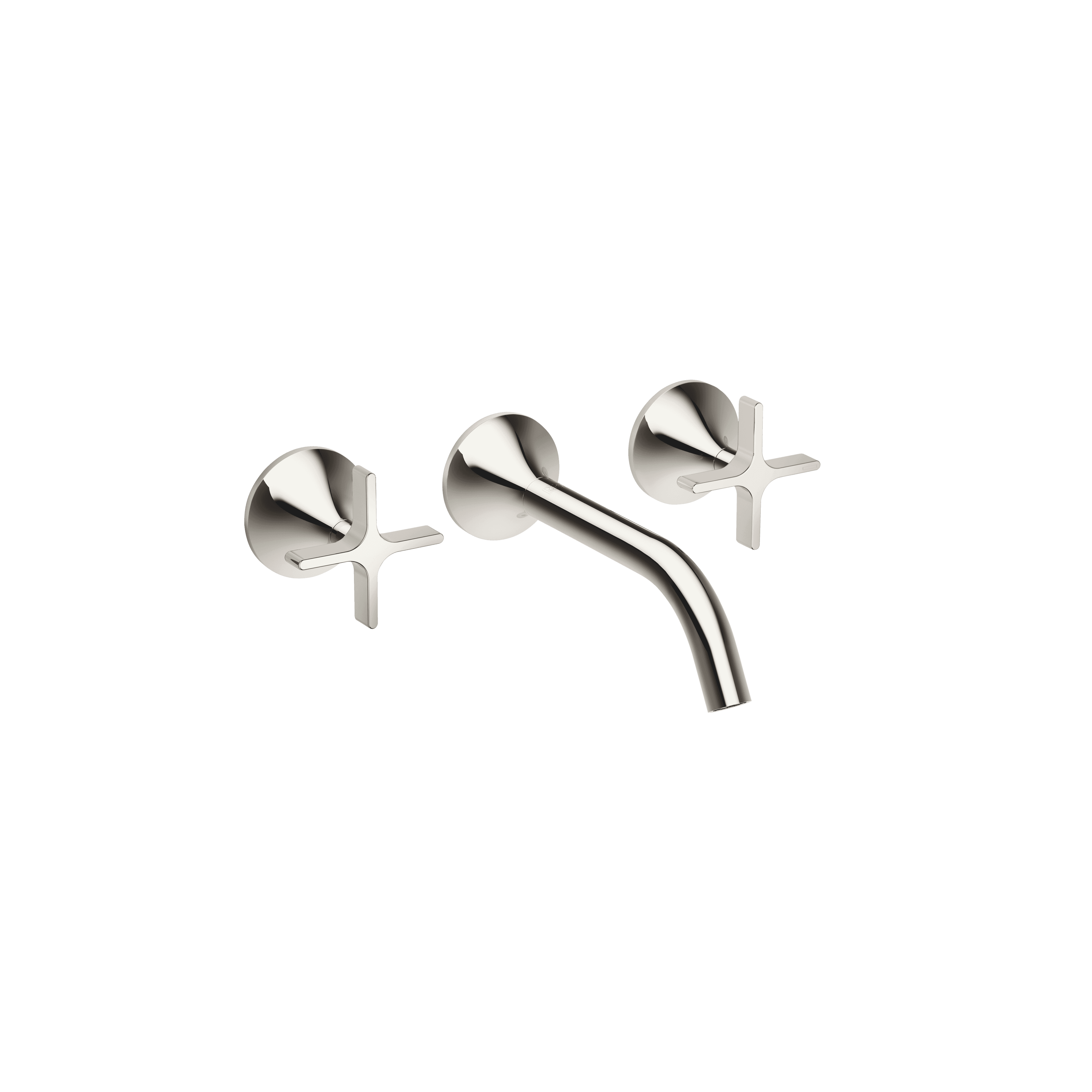 VAIA Wall-mounted basin mixer without pop-up waste in Platinum