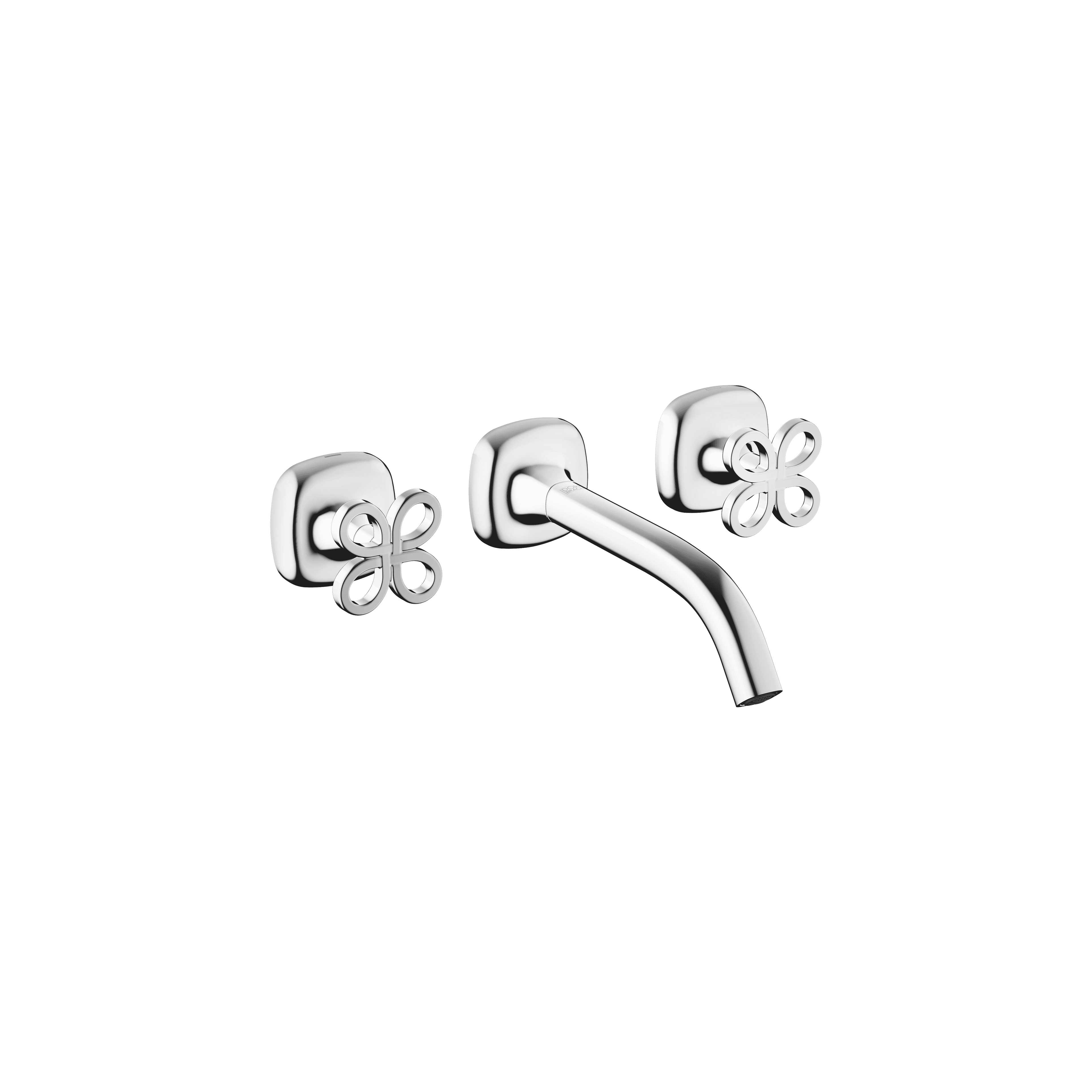 Wall-mounted basin mixer without pop-up waste in Chrome