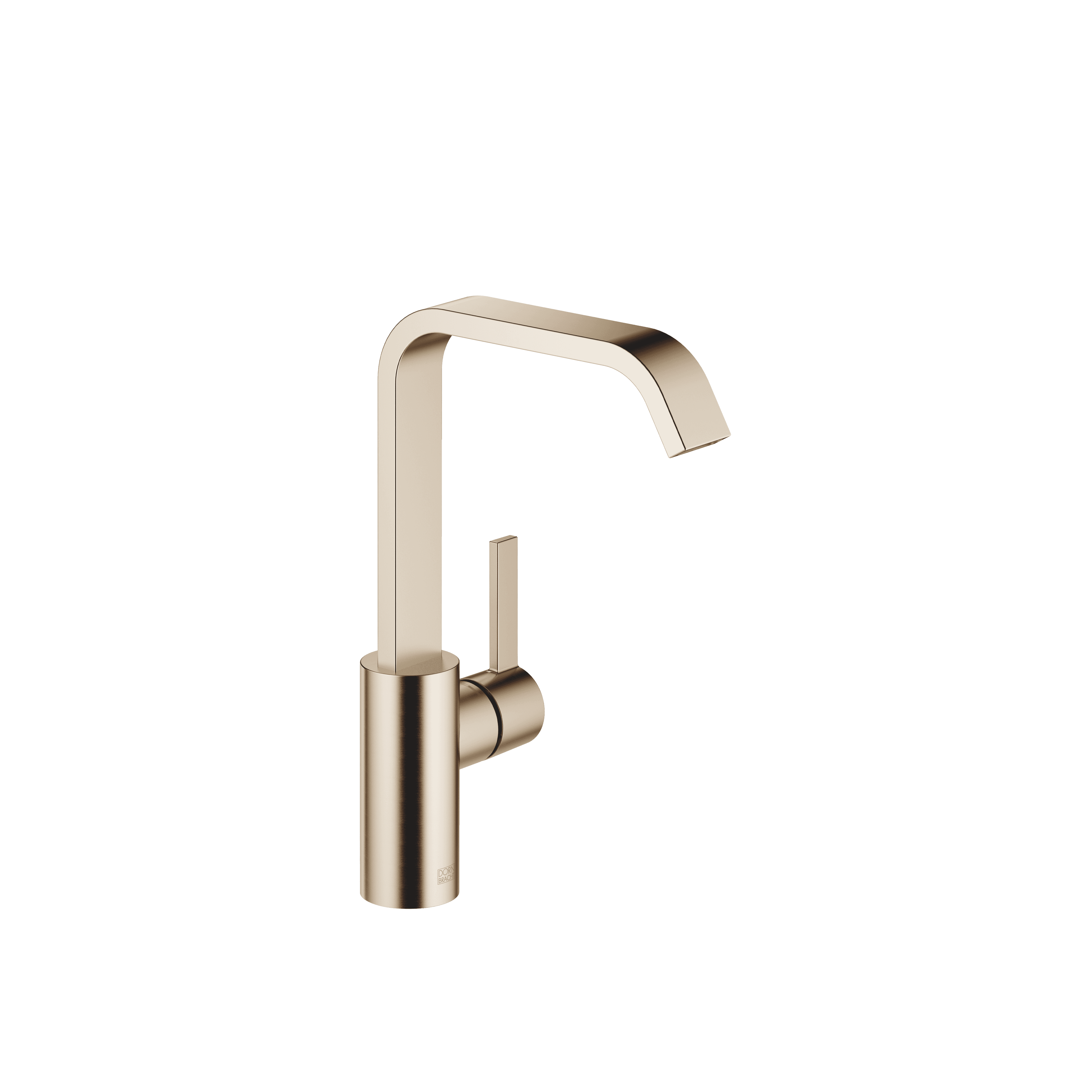 IMO Single-lever basin mixer with high spout without pop-up waste in Brushed Light Gold (PVD)
