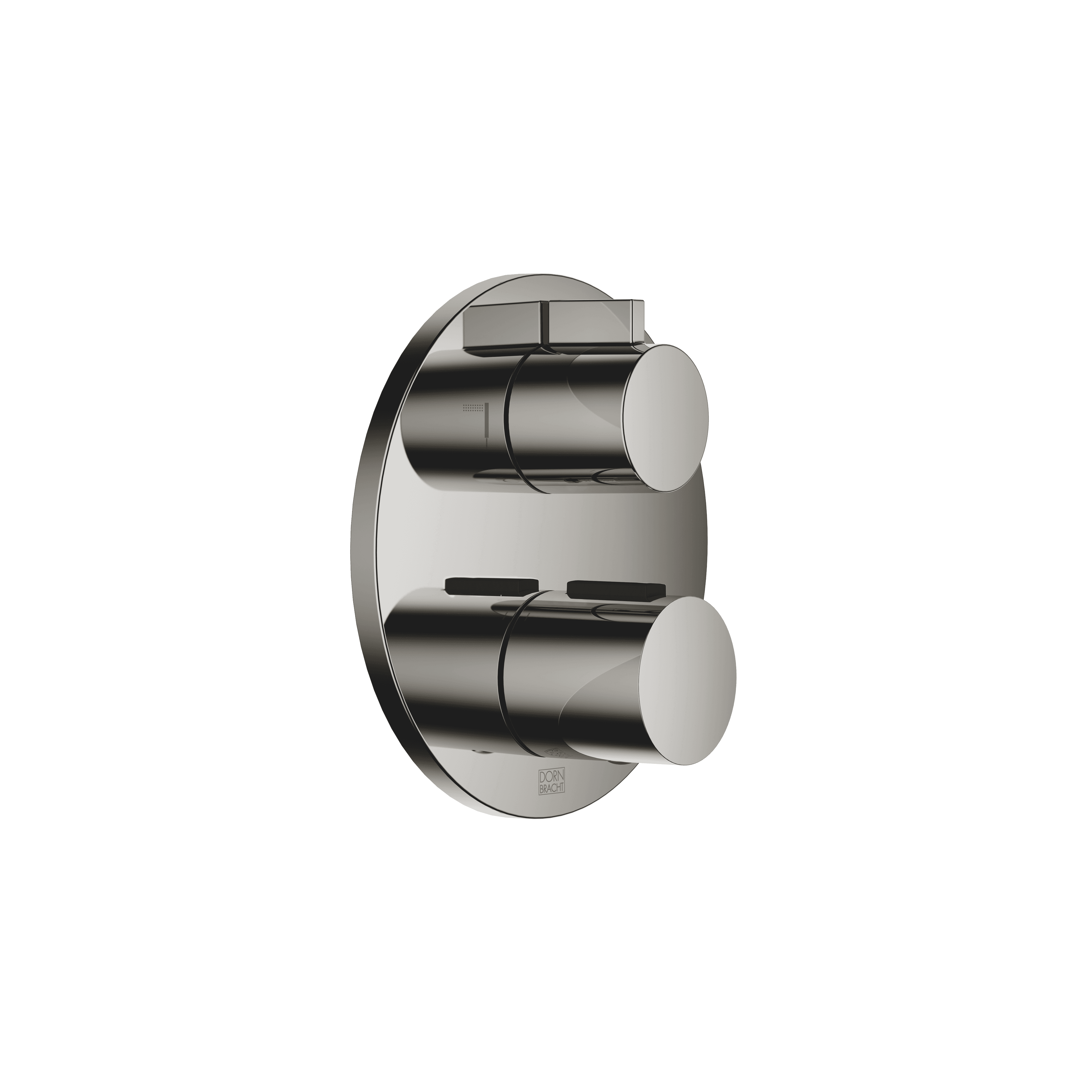 Concealed thermostat with two function volume control in Dark Chrome