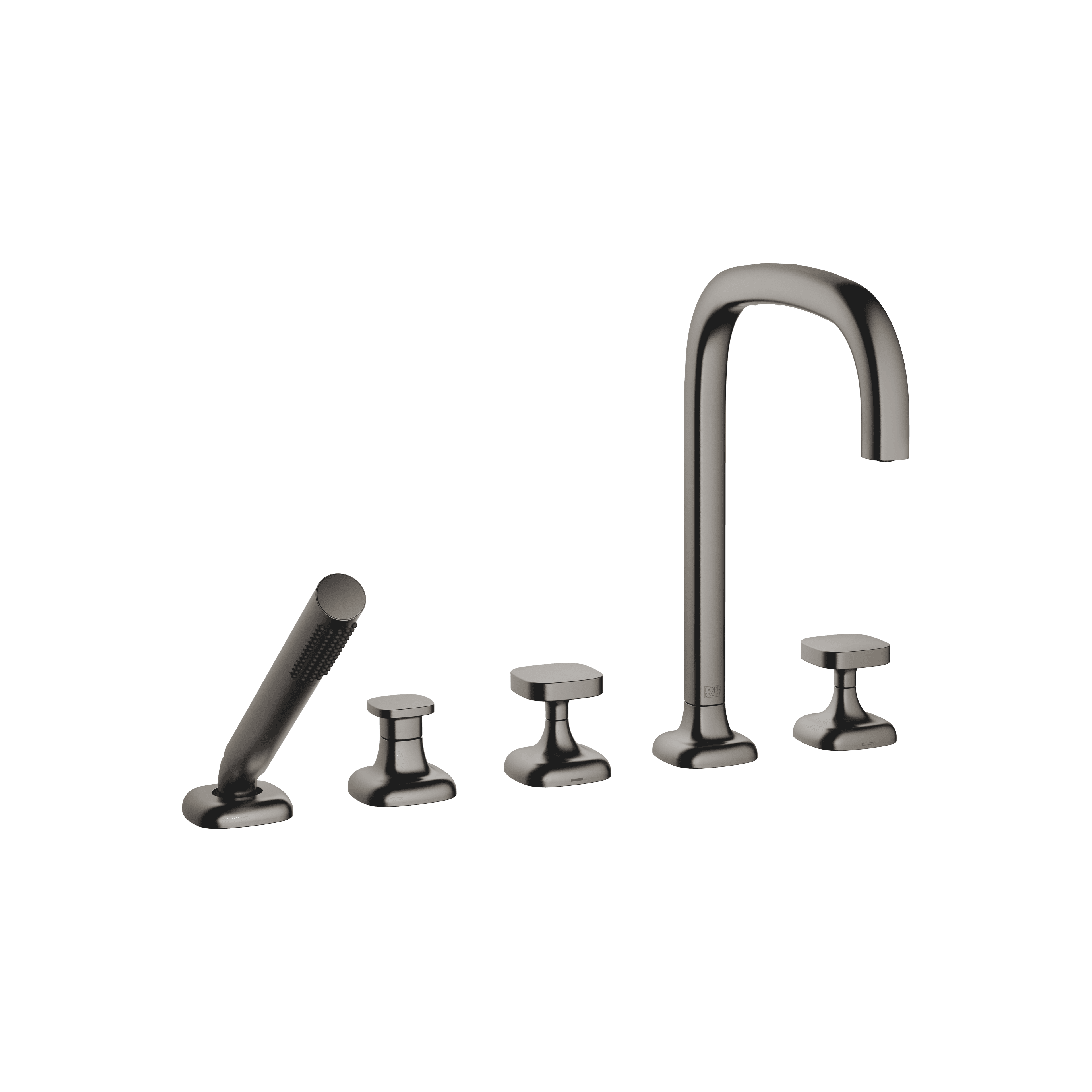 COYA Five-hole bath mixer for deck mounting with diverter in Brushed Dark Platinum