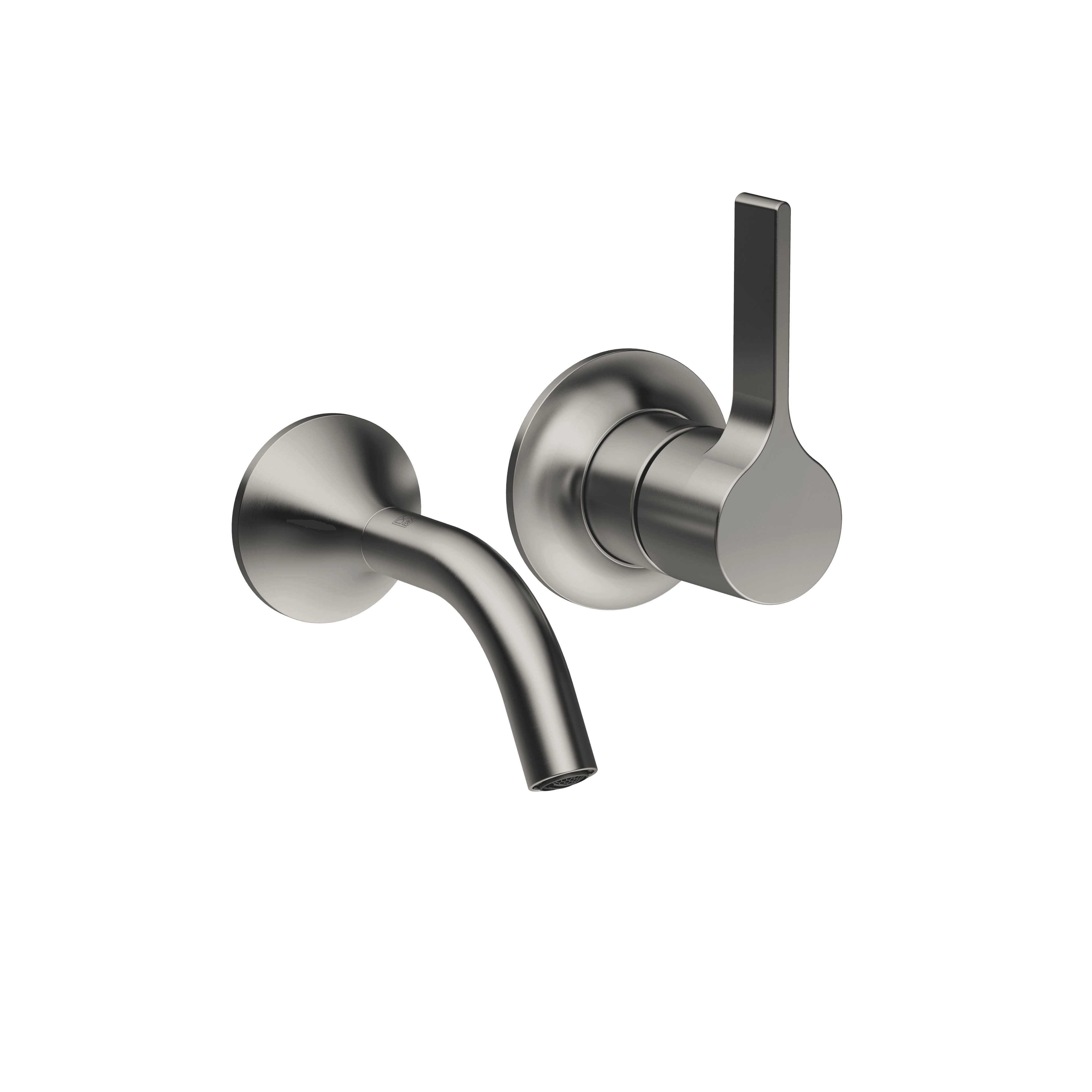VAIA Wall-mounted single-lever basin mixer without pop-up waste in Brushed Dark Platinum
