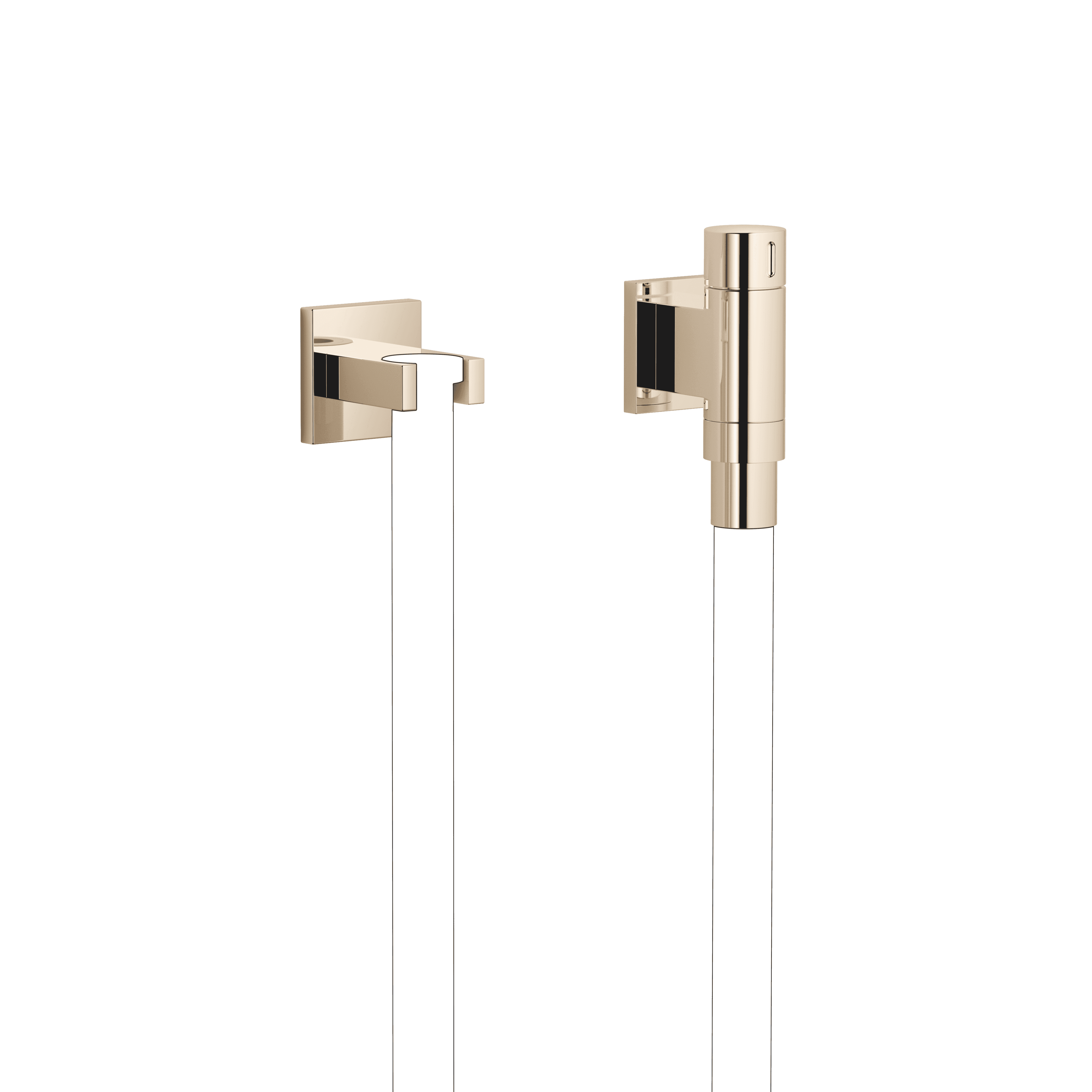 WATER TUBE Kneipp wall elbow with hose holder with individual rosettes in Champagne (22kt Gold)
