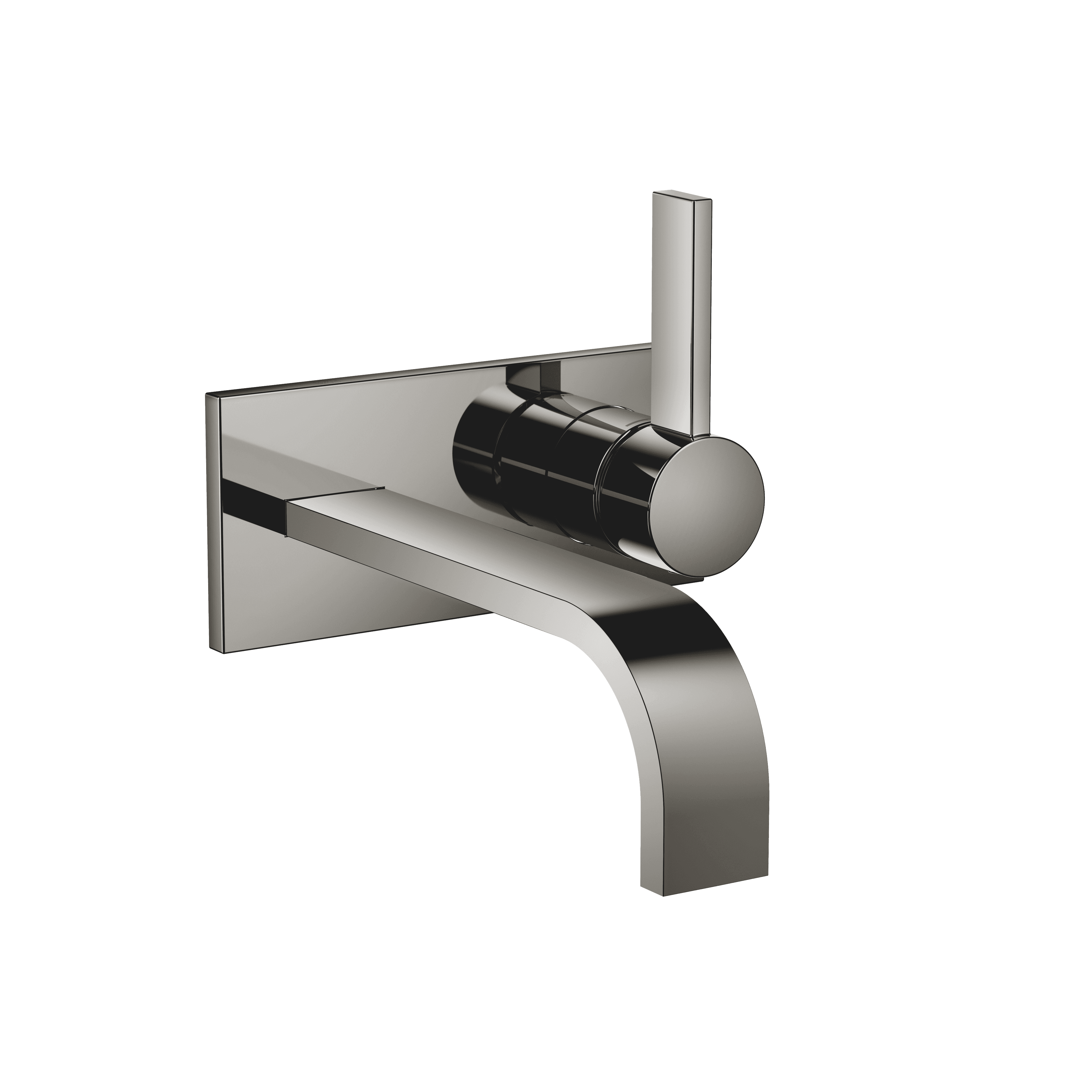 MEM Wall-mounted single-lever basin mixer with cover plate without pop-up waste in Dark Chrome