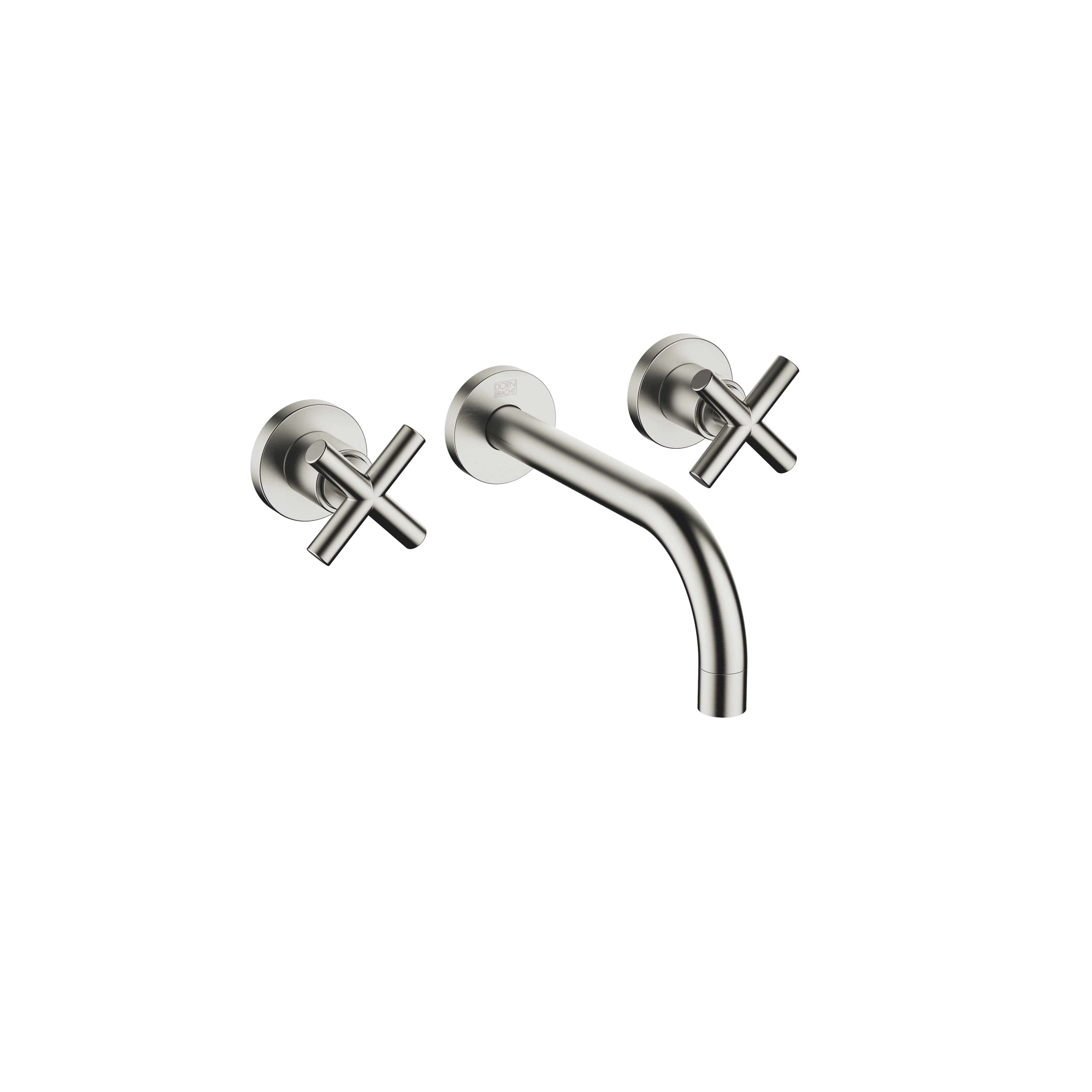 TARA Wall-mounted basin mixer without pop-up waste in Brushed Platinum