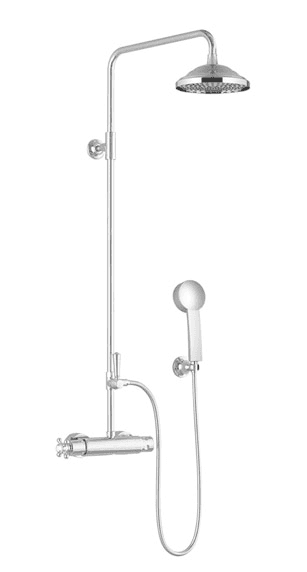 MADISON Showerpipe with shower thermostat without hand shower 200 mm in Brushed Dark Bronze (PVD)