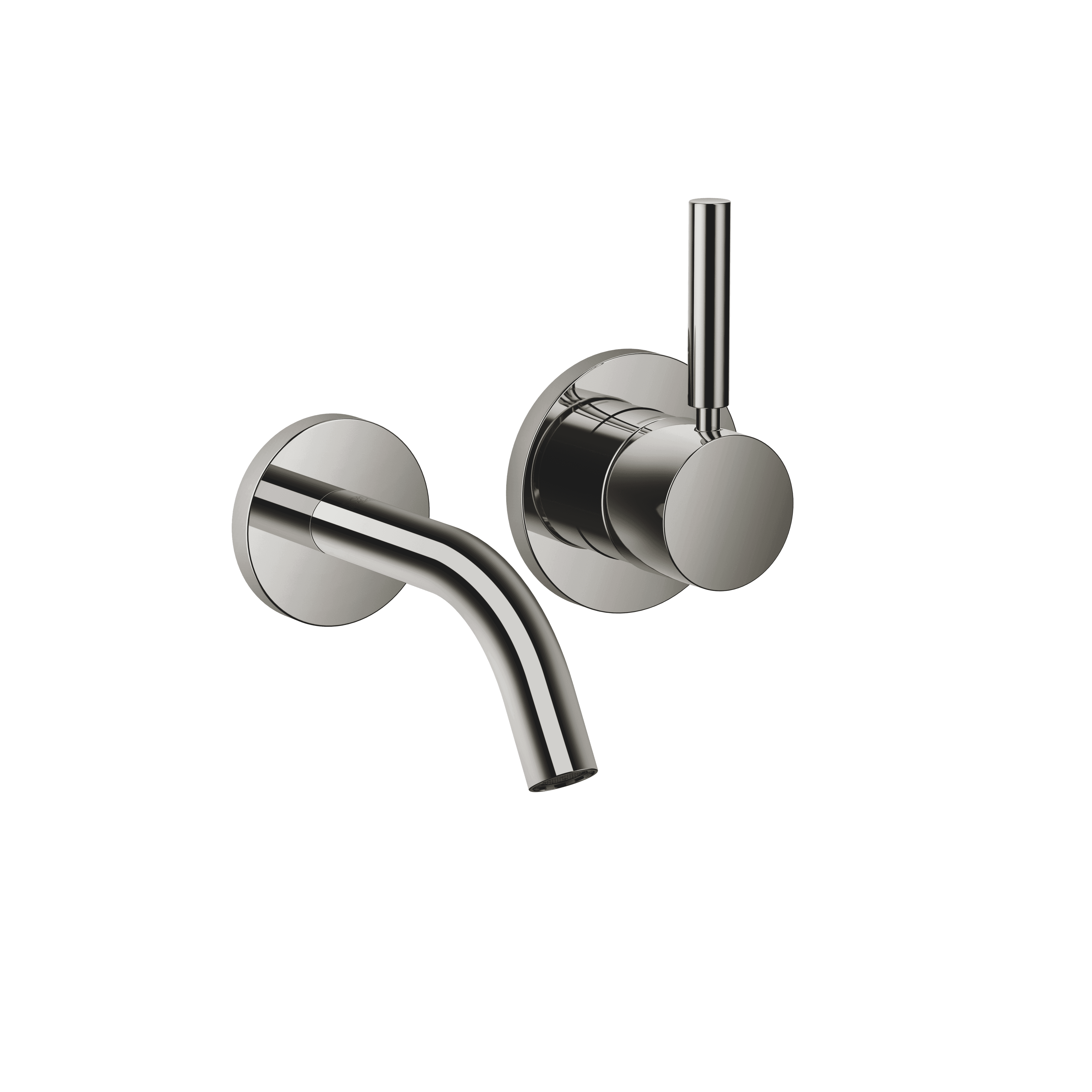 META Wall-mounted single-lever basin mixer without pop-up waste in Dark Chrome
