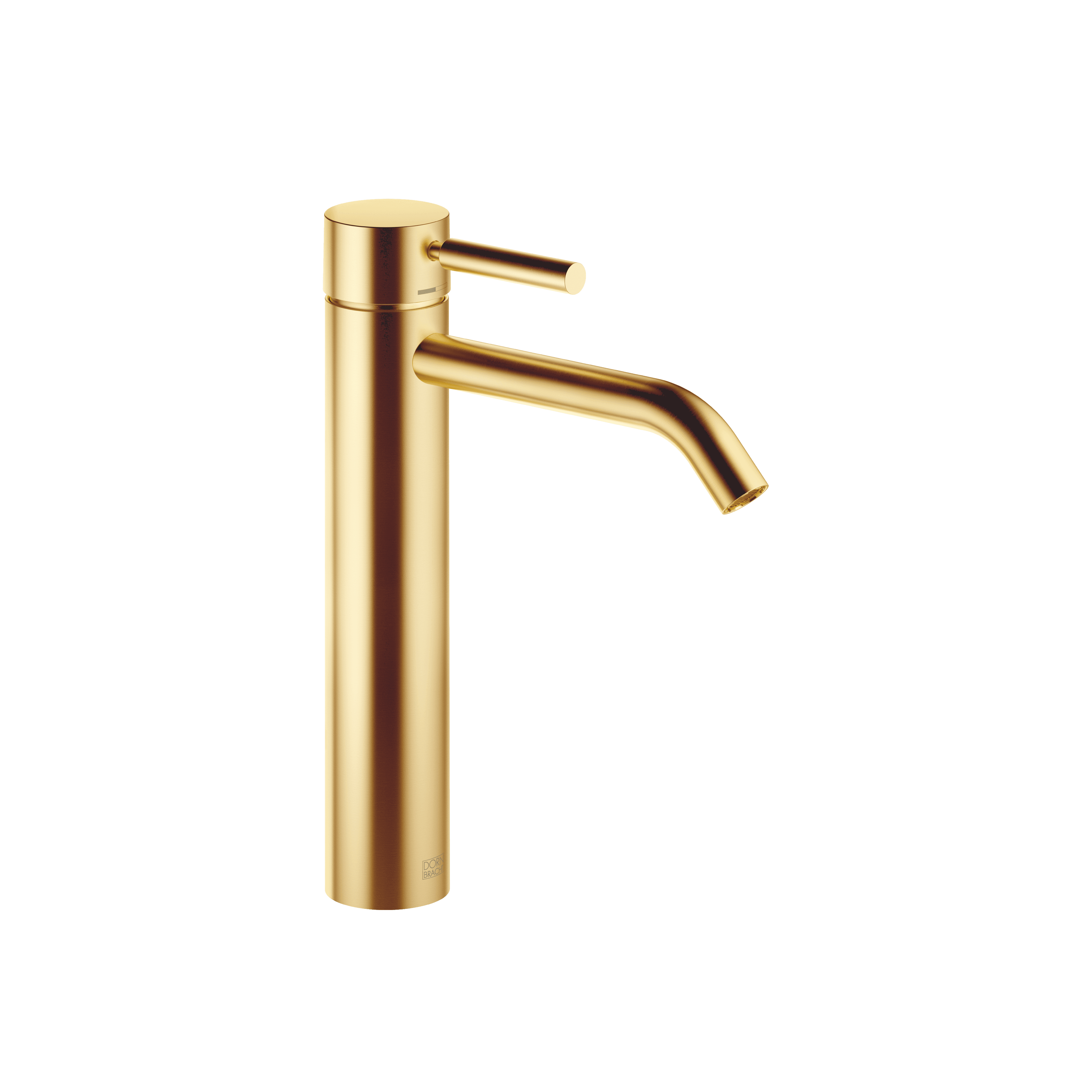 META Single-lever basin mixer with raised base without pop-up waste in Brushed Gold (PVD)