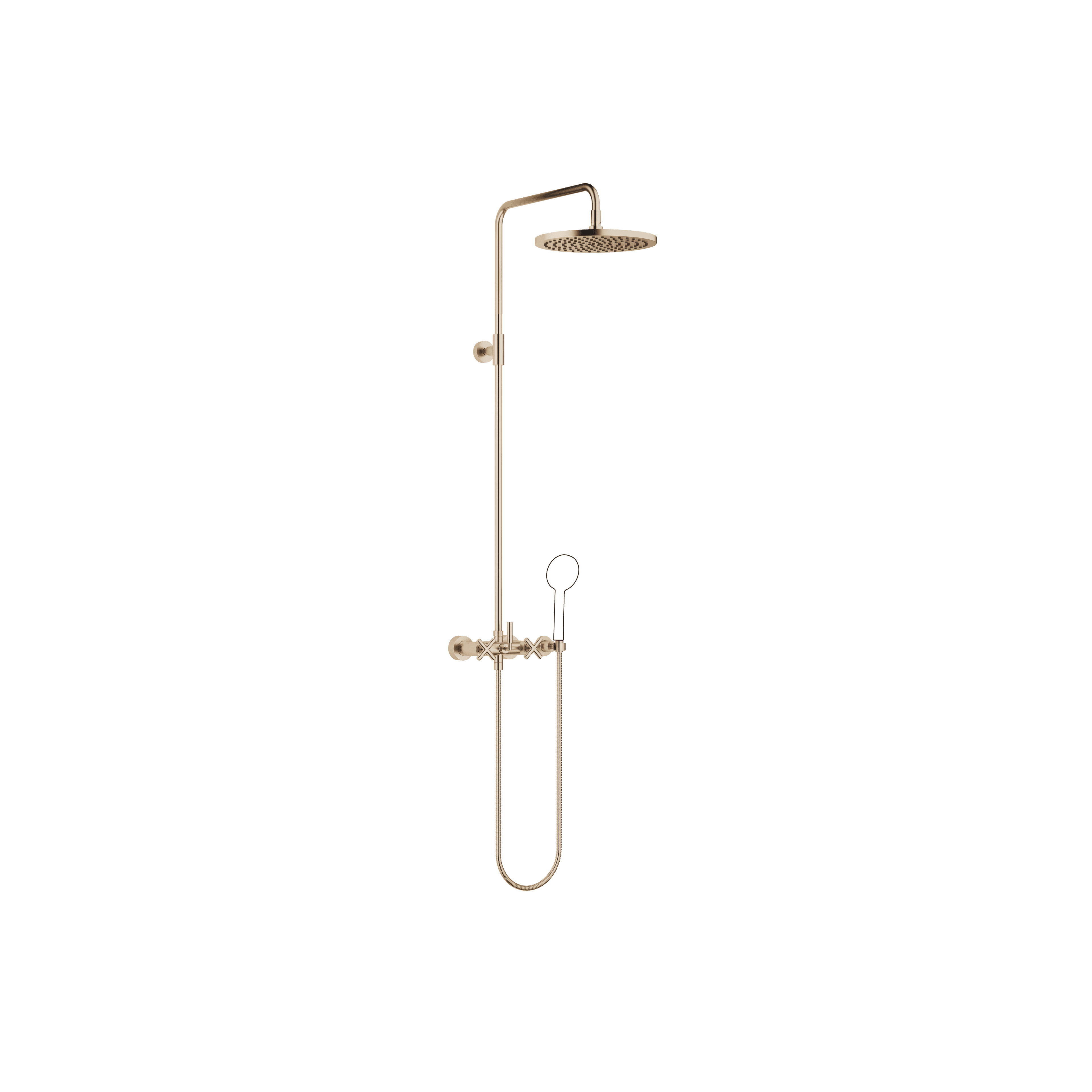 TARA Showerpipe with shower mixer without hand shower 300 mm in Brushed Champagne (22kt Gold)