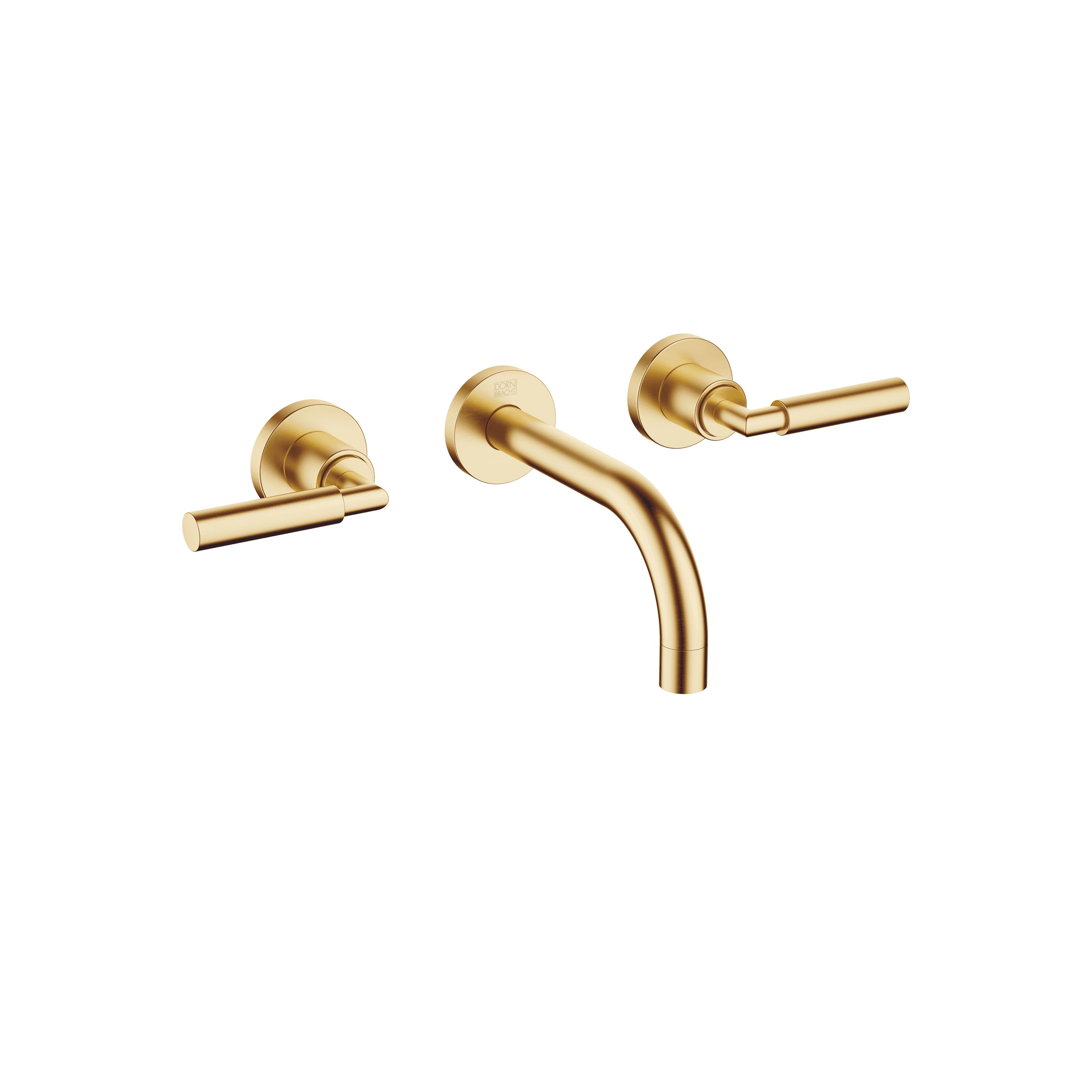 TARA Wall-mounted basin mixer without pop-up waste in Brushed Durabrass (23kt Gold)