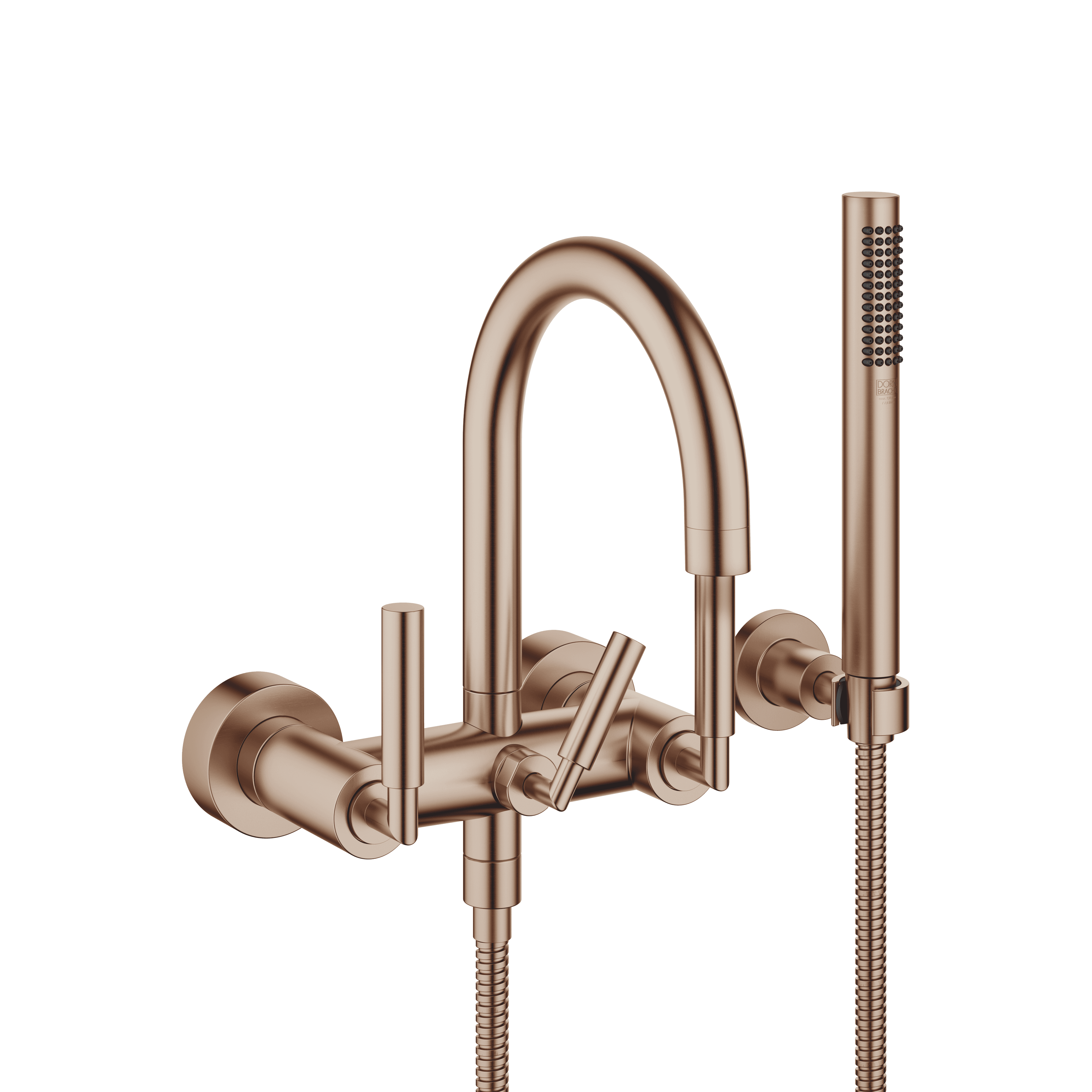 TARA Bath mixer for wall mounting with hand shower set in Brushed Bronze (PVD)