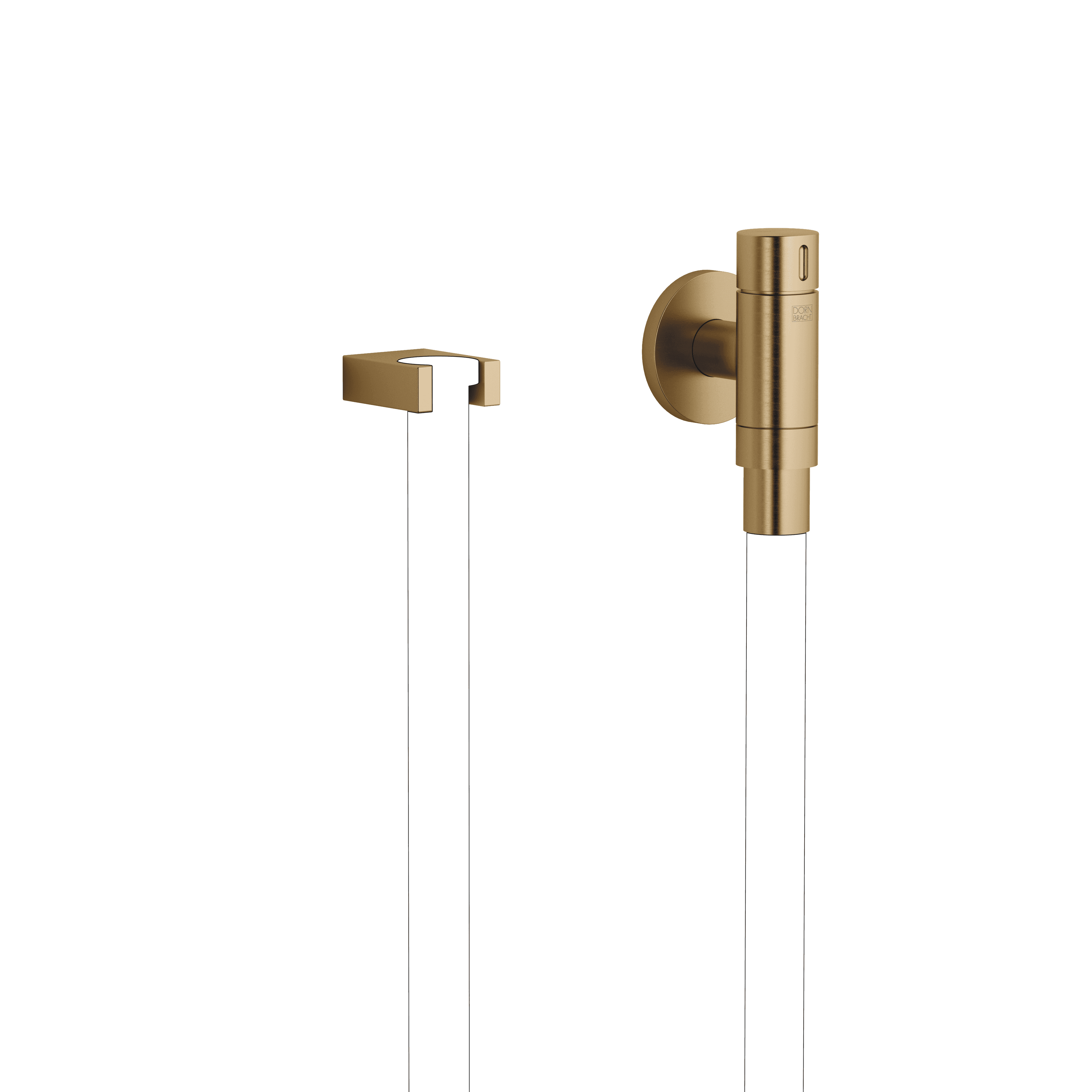 WATER TUBE Kneipp wall elbow with hose holder with individual rosettes in Brushed Dark Brass (PVD)