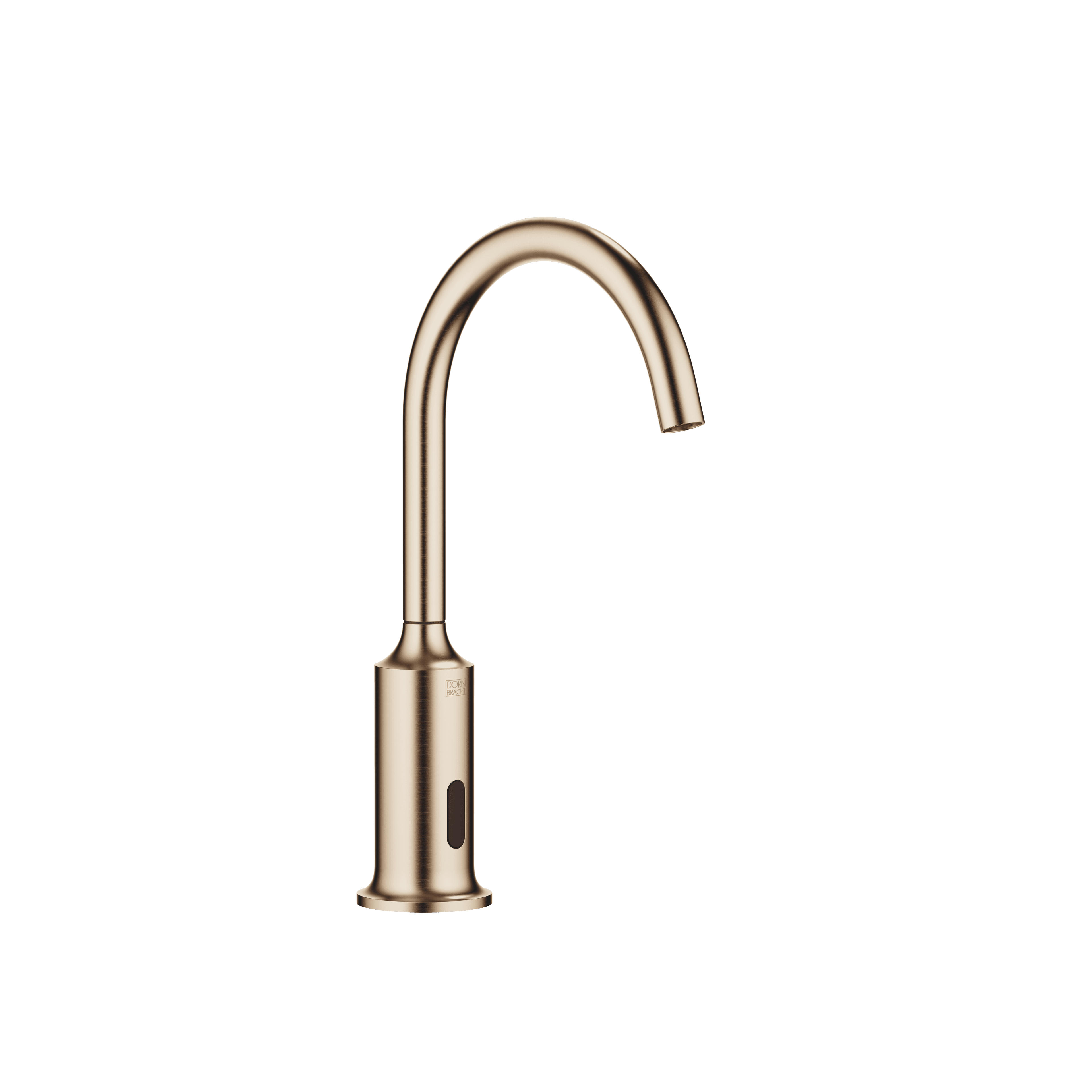 VAIA Touchfree Washstand fitting with electronic opening and closing function without pop-up waste in Brushed Light Gold (PVD)