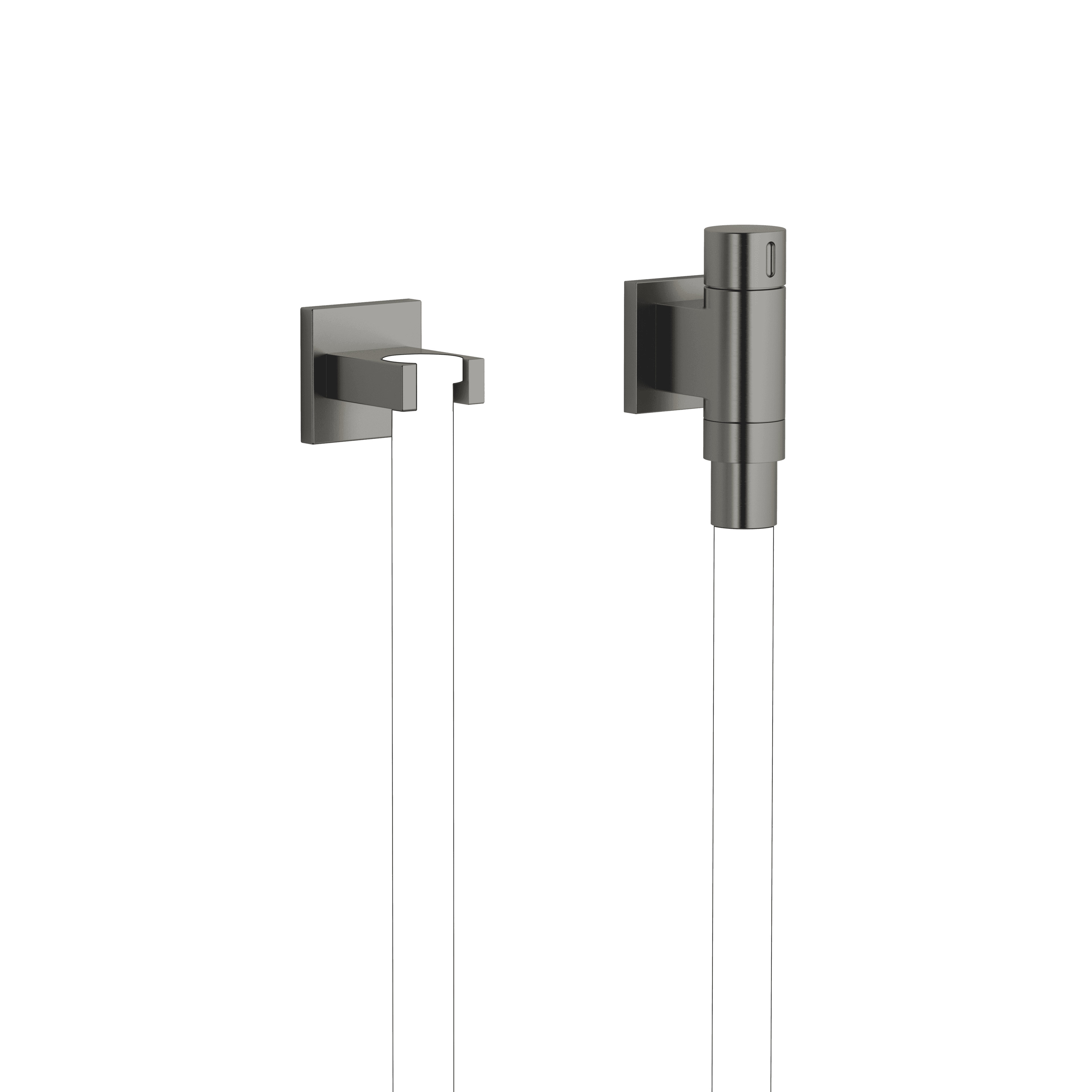 WATER TUBE Kneipp wall elbow with hose holder with individual rosettes in Brushed Dark Platinum