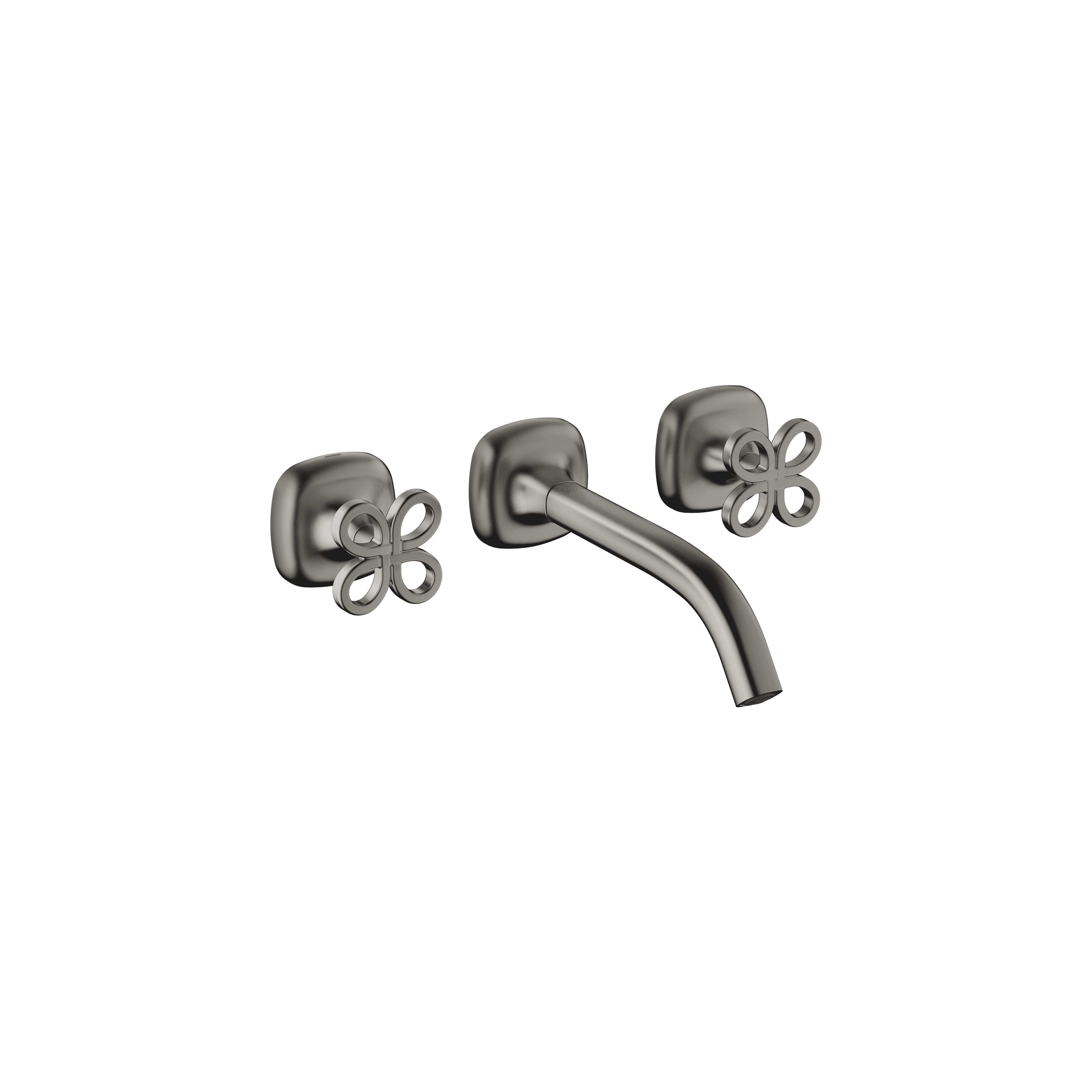 Wall-mounted basin mixer without pop-up waste in Brushed Dark Platinum