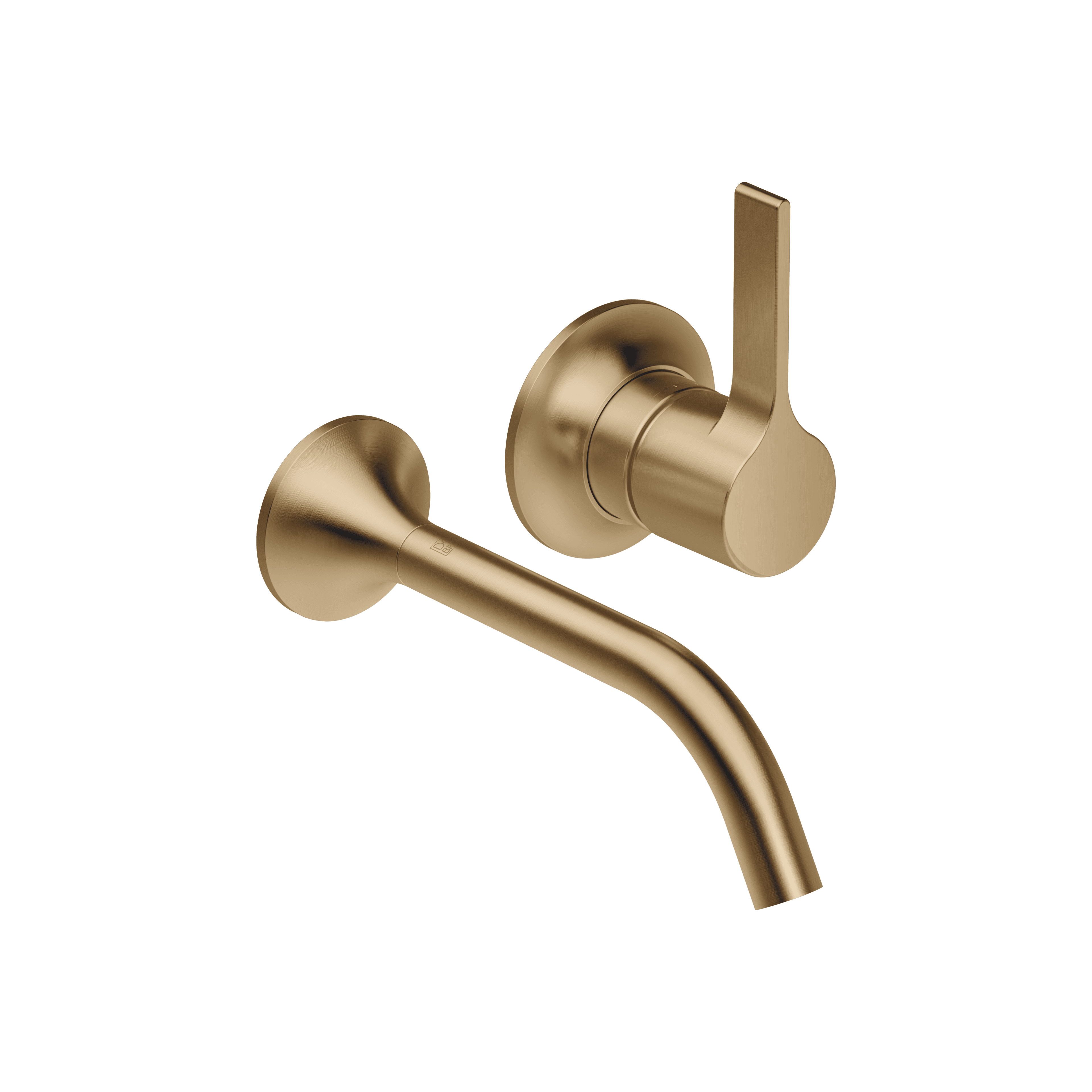 VAIA Wall-mounted single-lever basin mixer without pop-up waste in Brushed Dark Brass (PVD)
