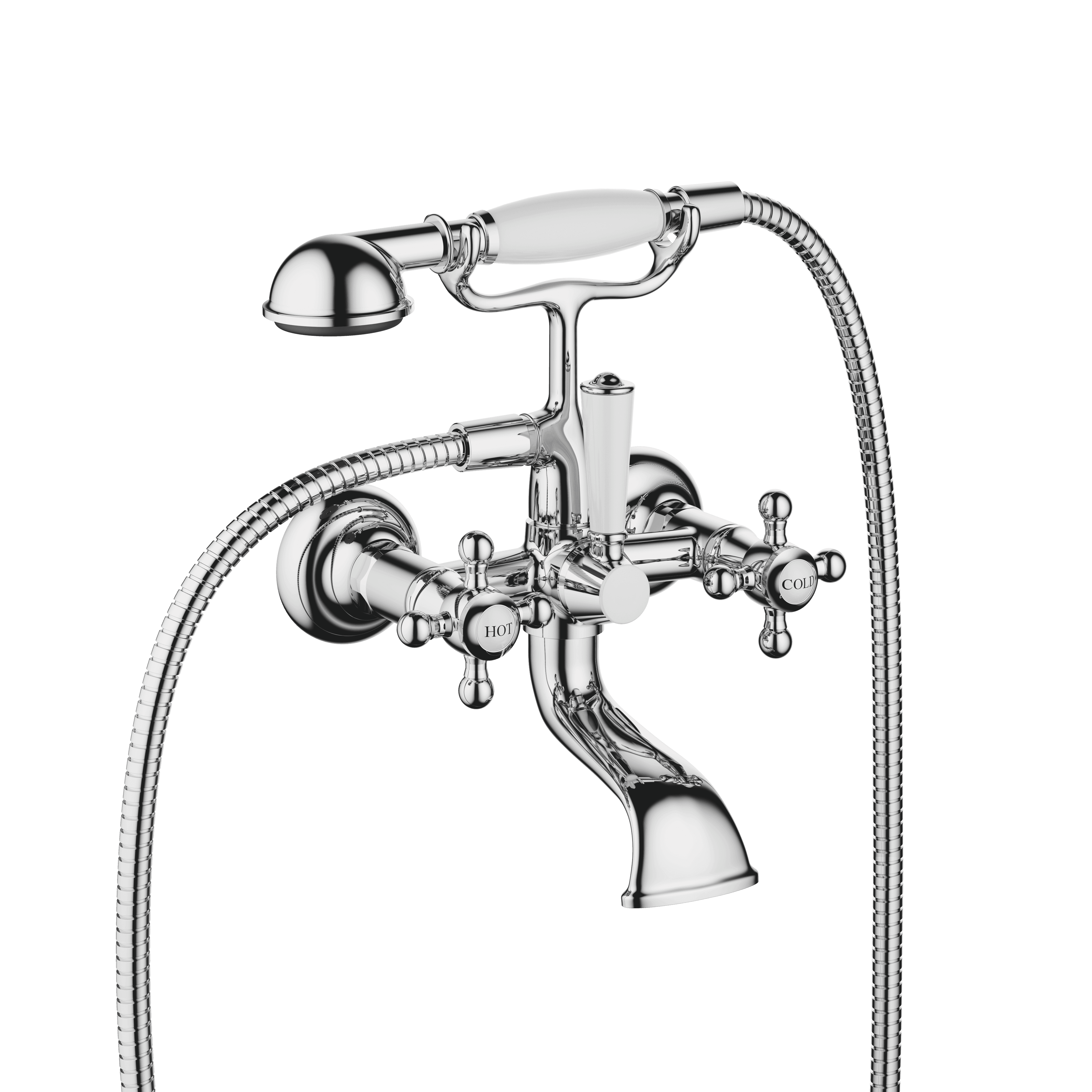MADISON Bath mixer for wall mounting with hand shower set in Chrome