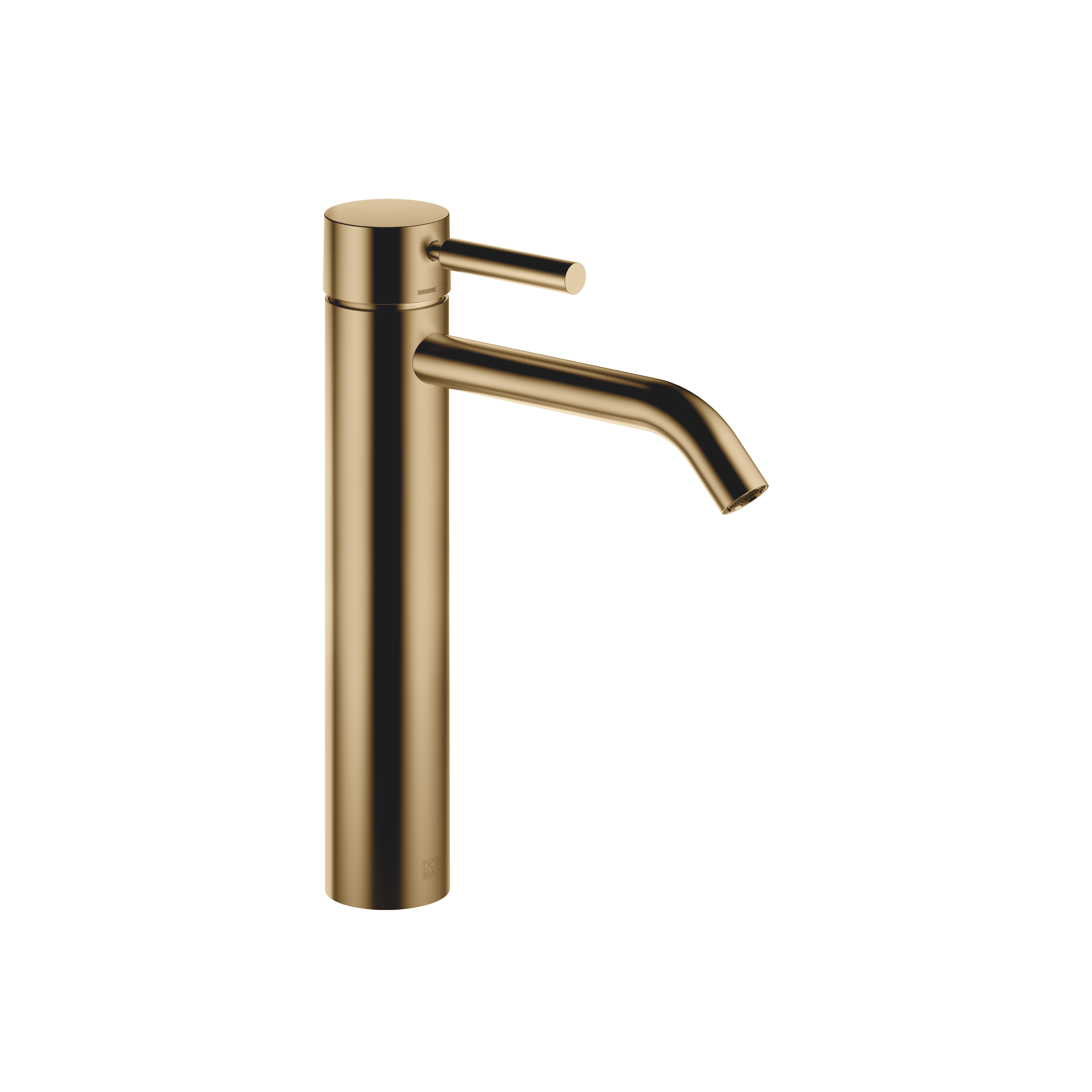 META Single-lever basin mixer with raised base without pop-up waste in Brushed Dark Brass (PVD)