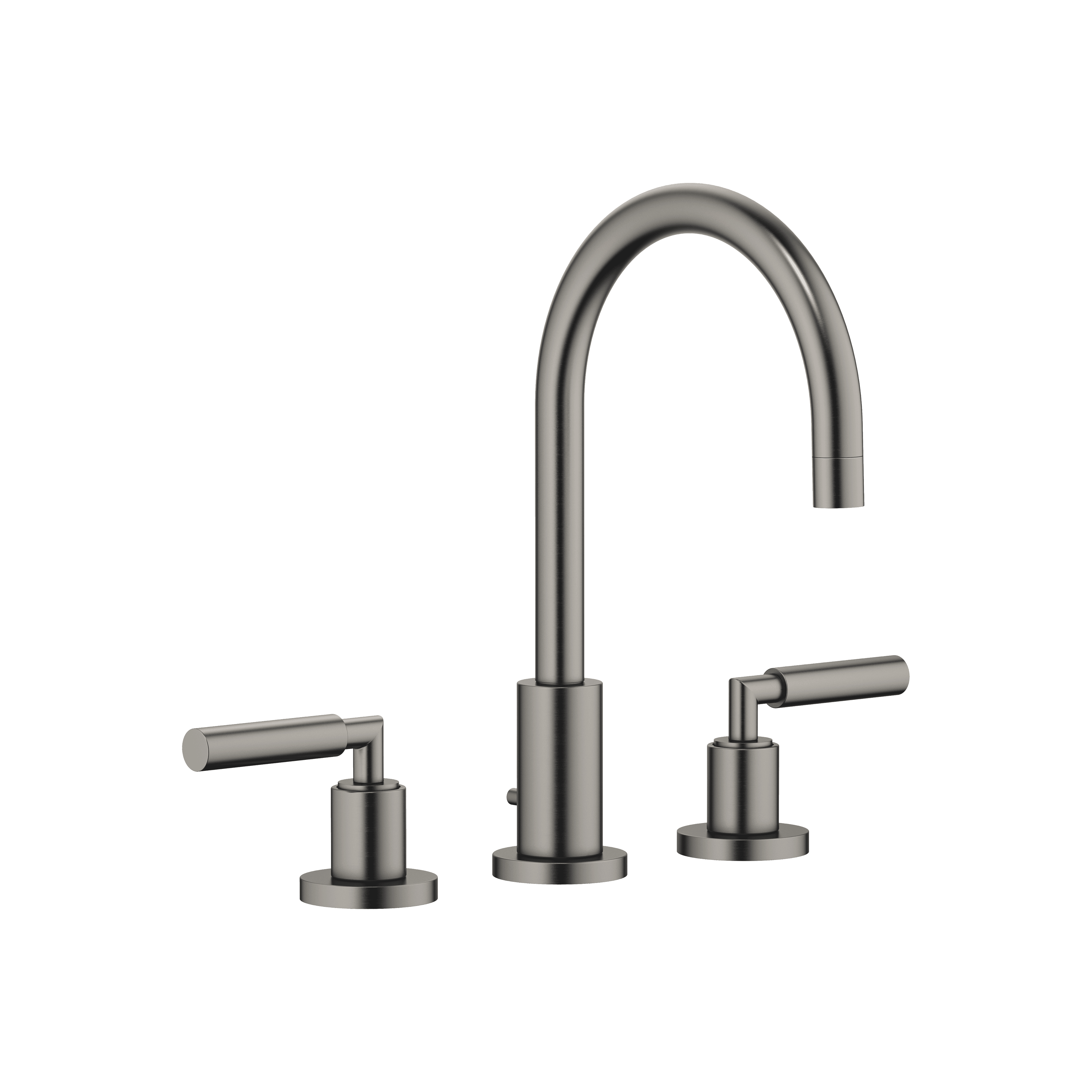 TARA Three-hole basin mixer with pop-up waste in Brushed Dark Platinum